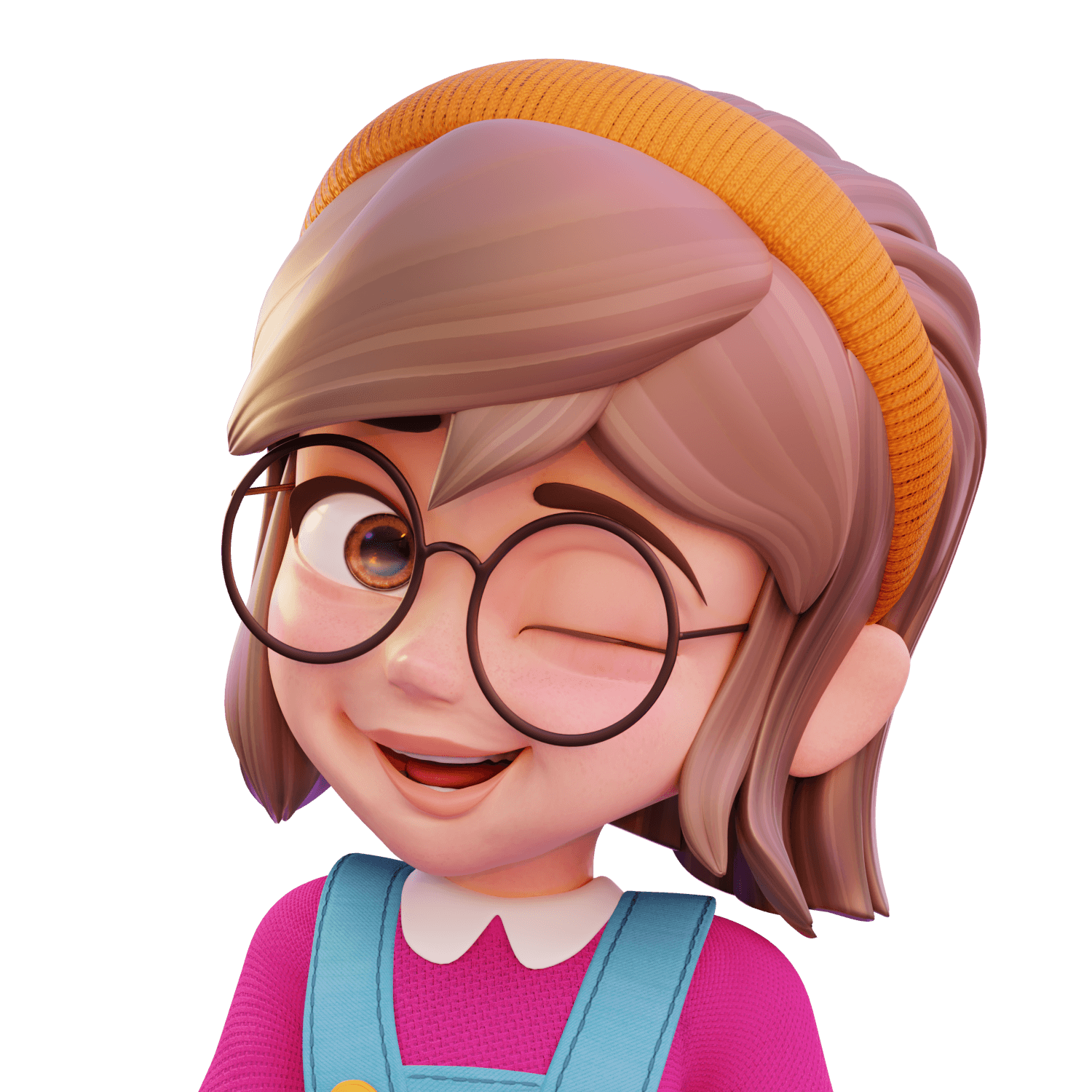 Sonrisa de personaje infantil en 3D como mascota corporativa para Roche