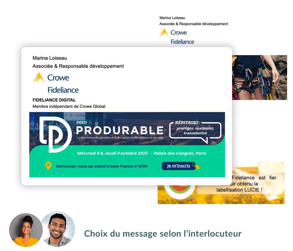 Exemple de choix multi-signature dans Outlook avec Sigilium pour un acteur de la comptabilité.