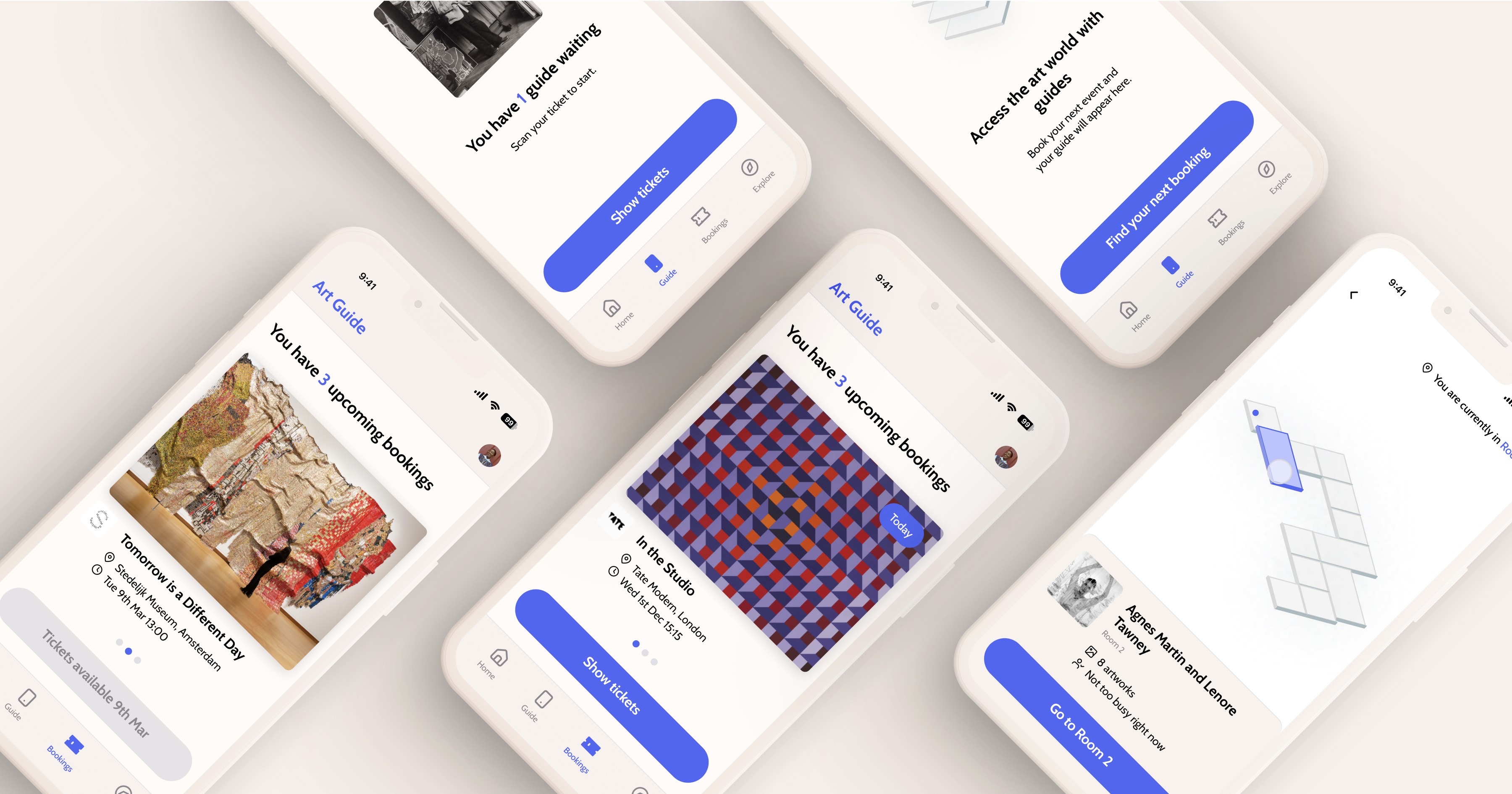 Art Guide Bookings and Guide tabs