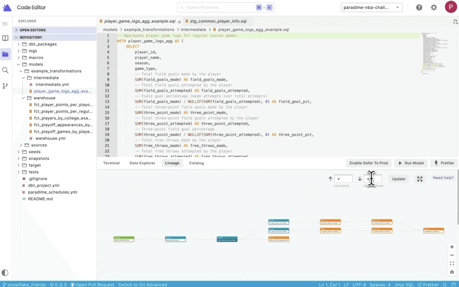 Lineage | Get to know the Paradime IDE Apps Panel | dbt