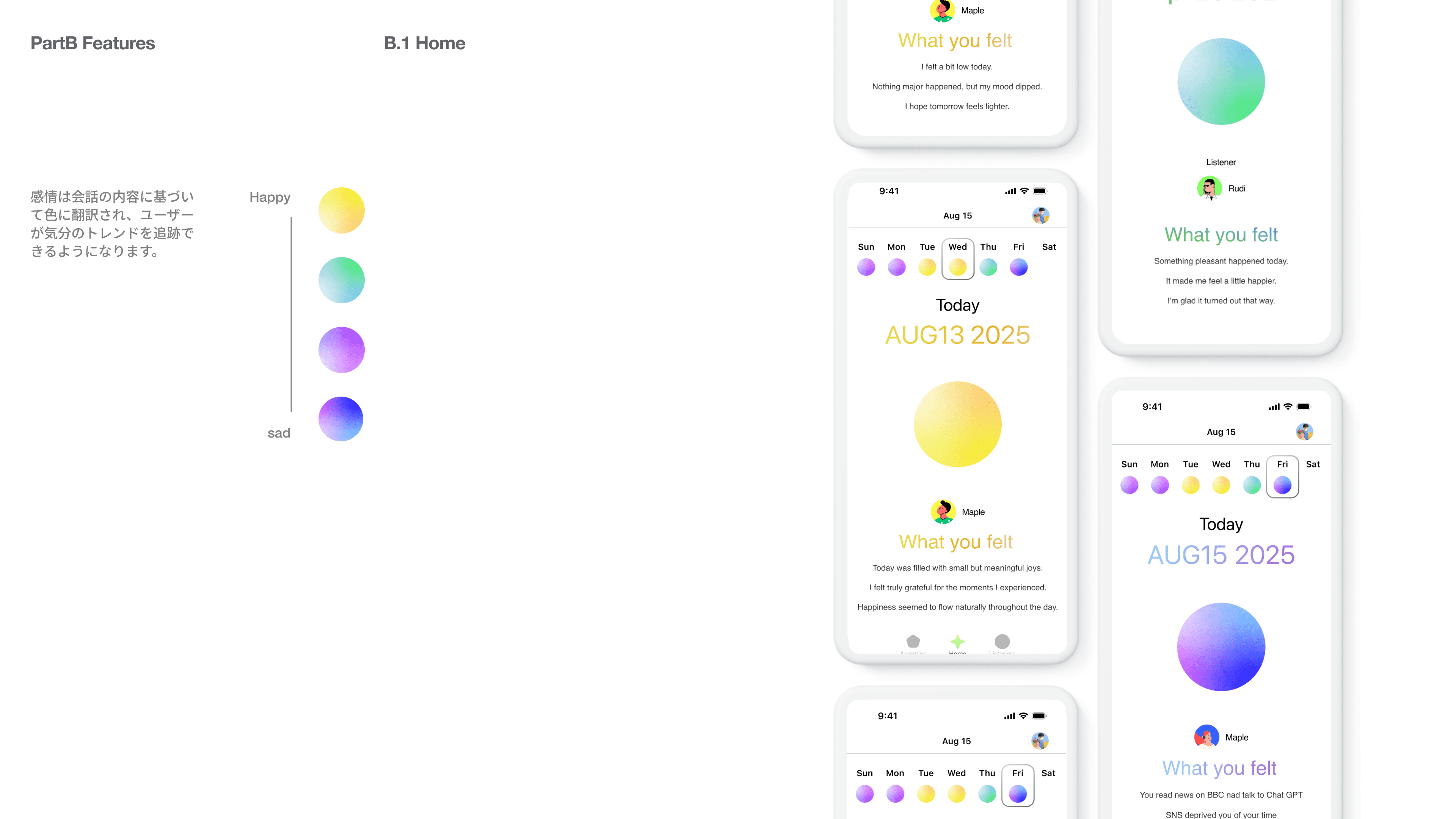 感情は会話の内容に基づいて色に翻訳され、ユーザーが気分のトレンドを追跡できるようになります。