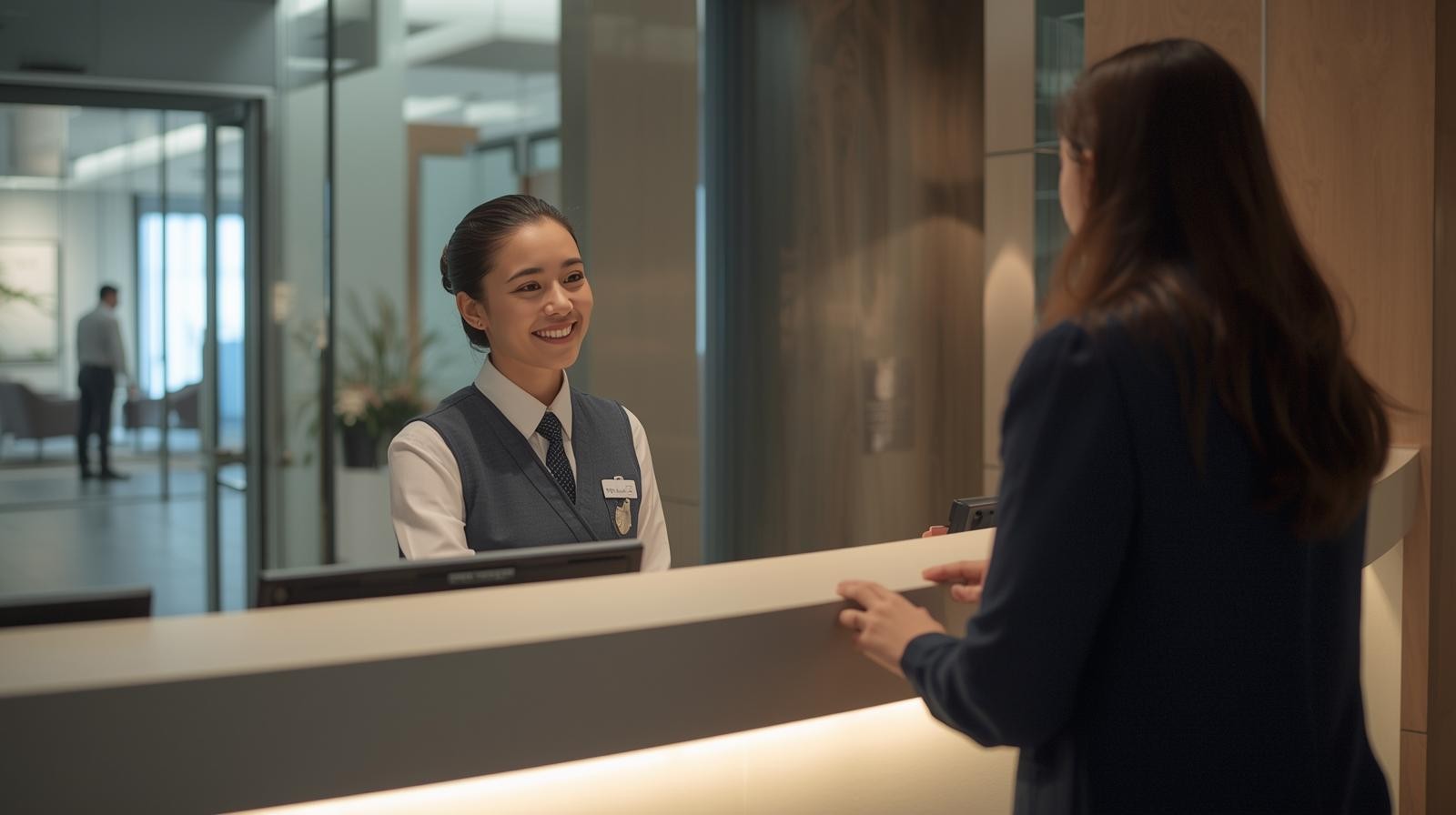 Large logistics warehouse with a worker walking in the center, seen in profile.