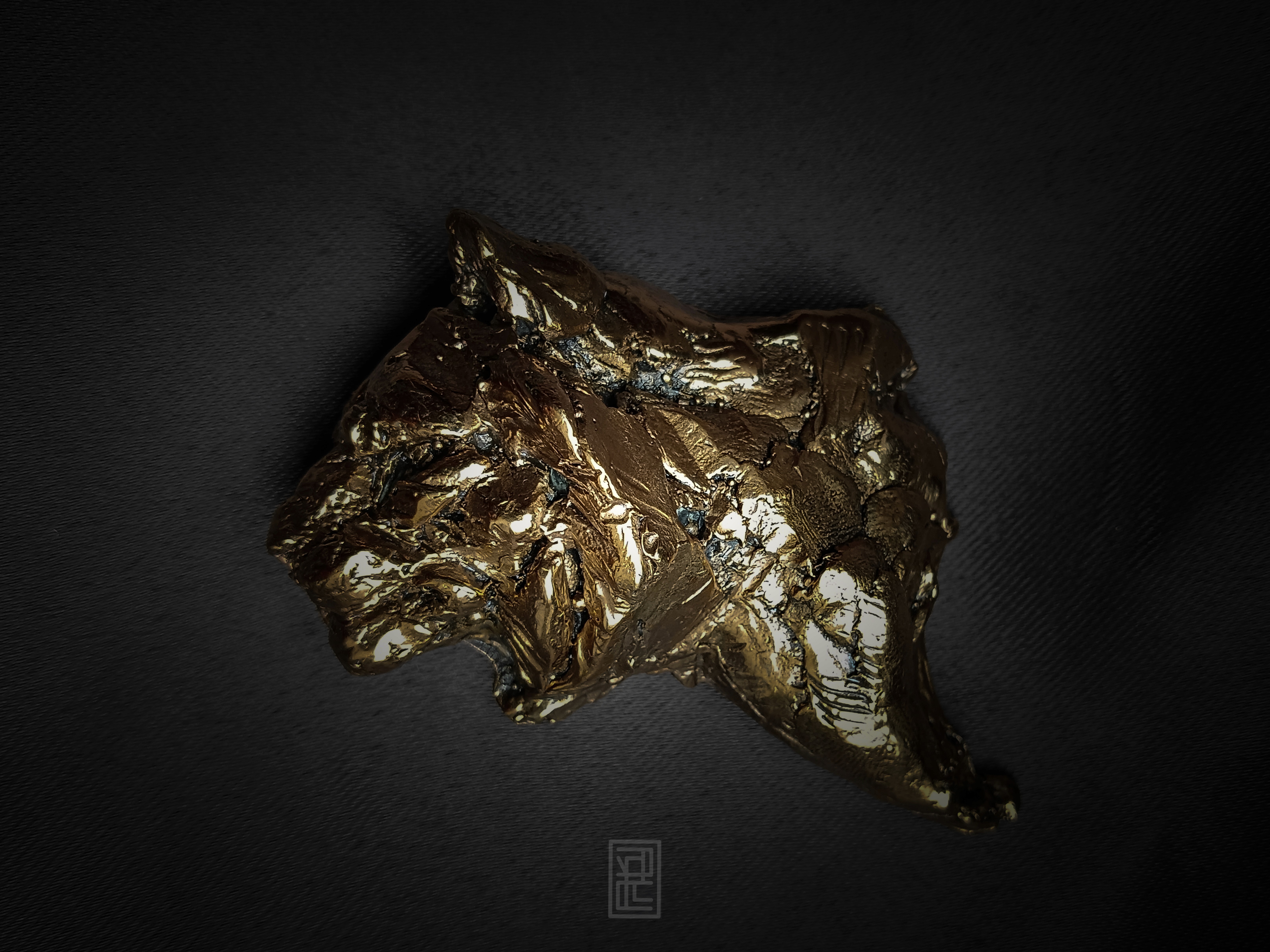 Handcrafted impressionistic Bronze Tiger Brooch wearable sculpture from wearables collection by sculptor Priyam Tiwari