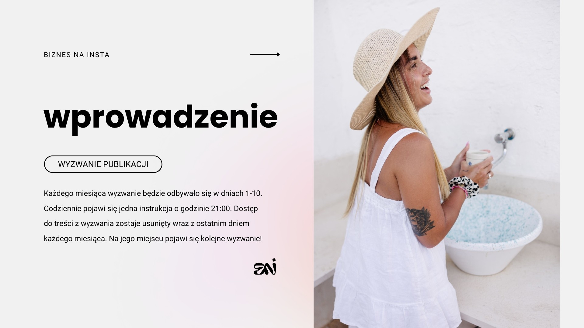 Zawartość platformy BIZNES NA INSTA prezentujące wprowadzenie na platformę