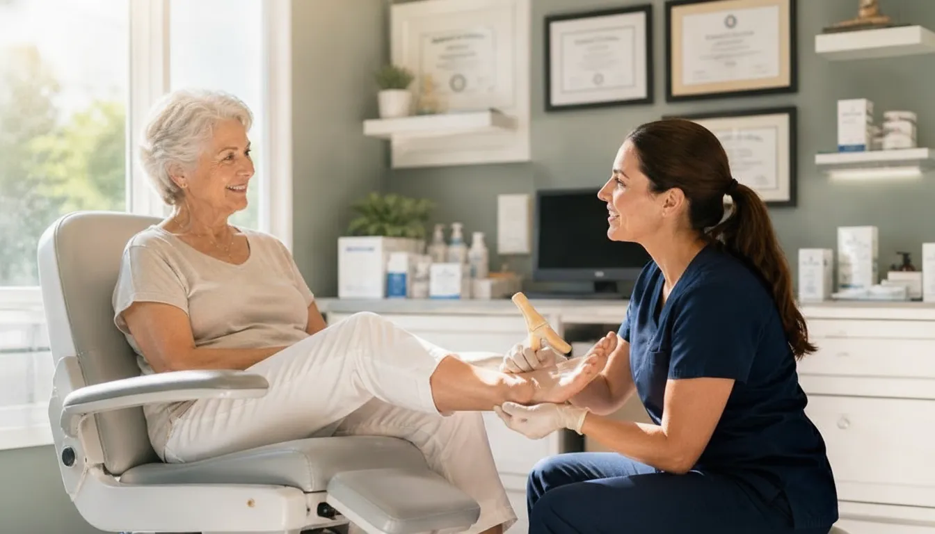 Foot and ankle specialist discussing high arch treatment options with a patient