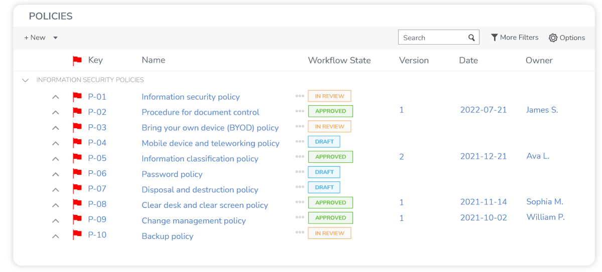 Image of StandardFusion platform to create policies