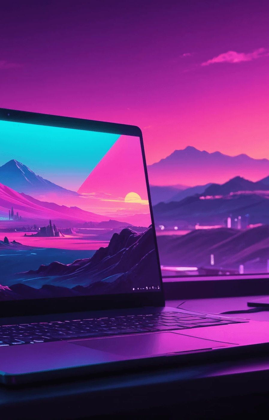 an image of a Laptop - cyberpunk style