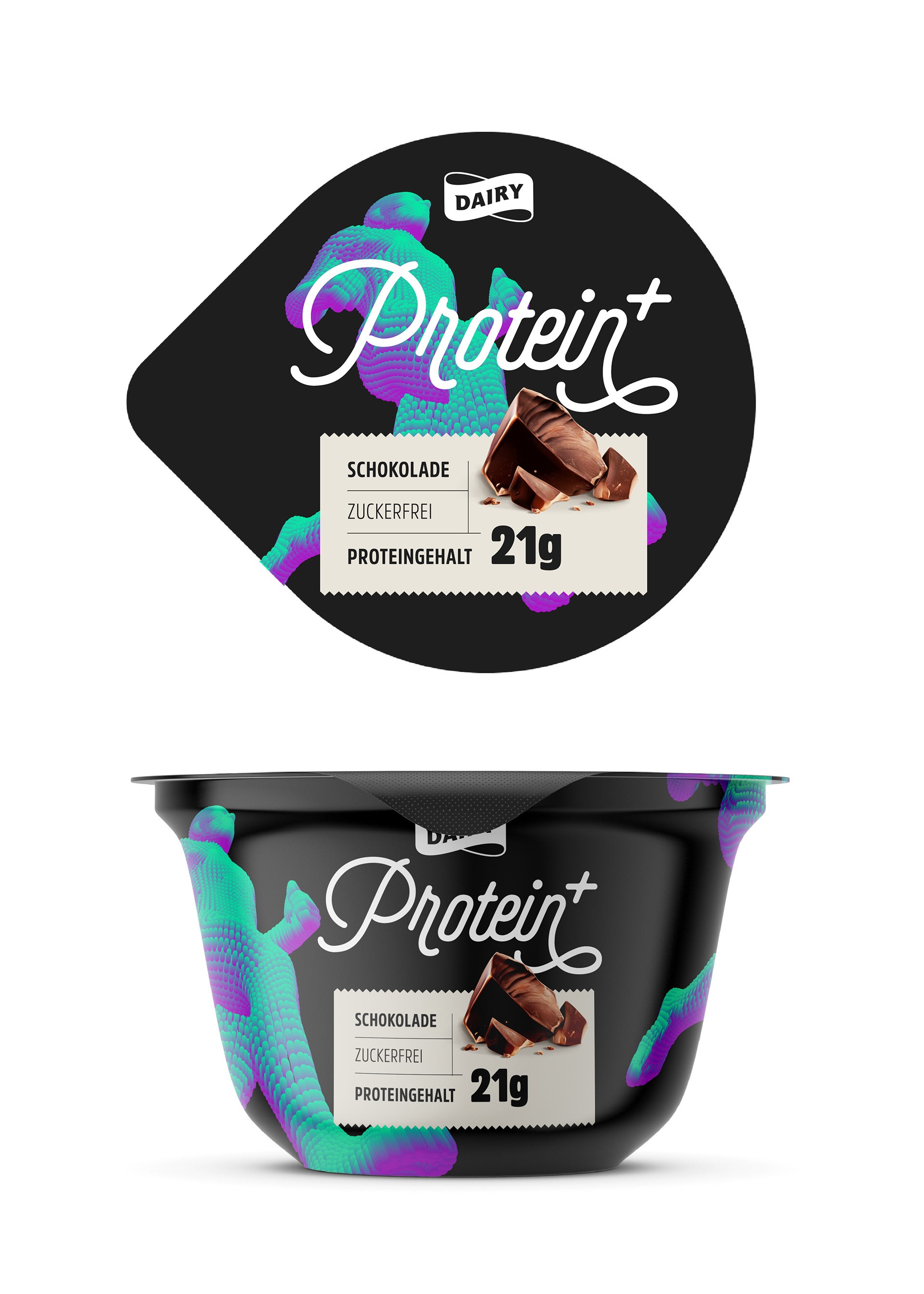 Packaging Design für die Protein Food Linie – lautes, selbstbewusstes Verpackungsdesign mit moderner Typografie und klarer Struktur