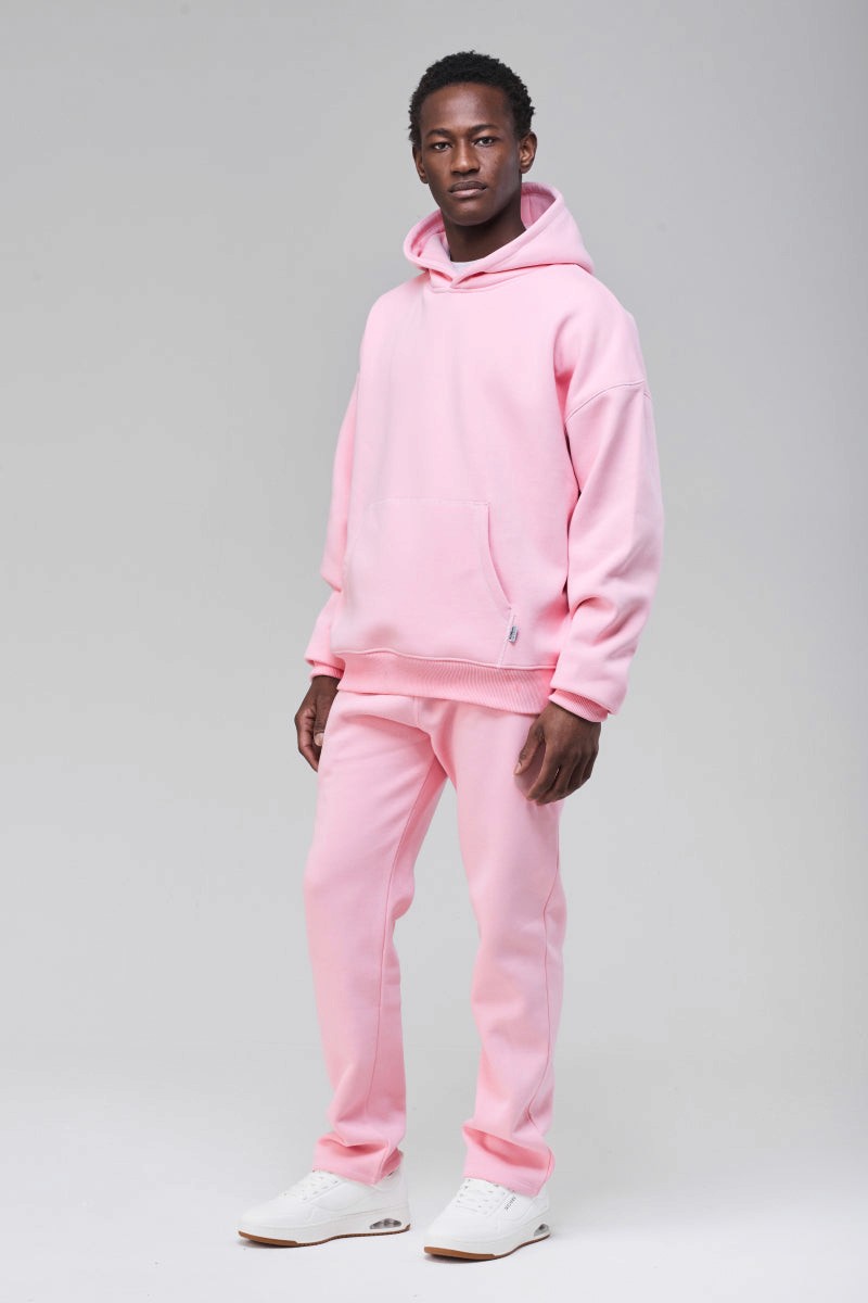 Soft pink oversized silhouette, angled front