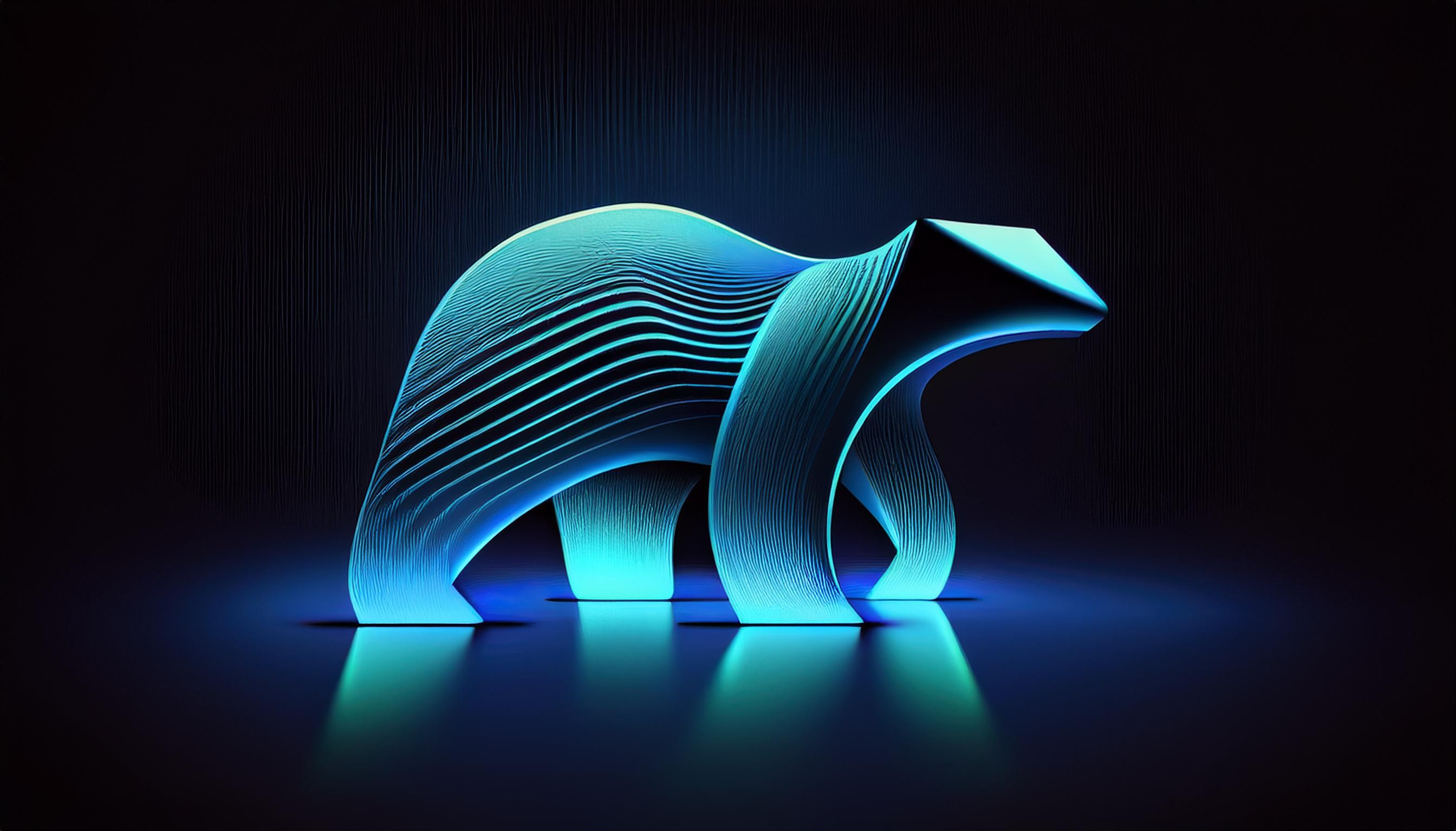 Ilustração de um urso polar caminhando a noite