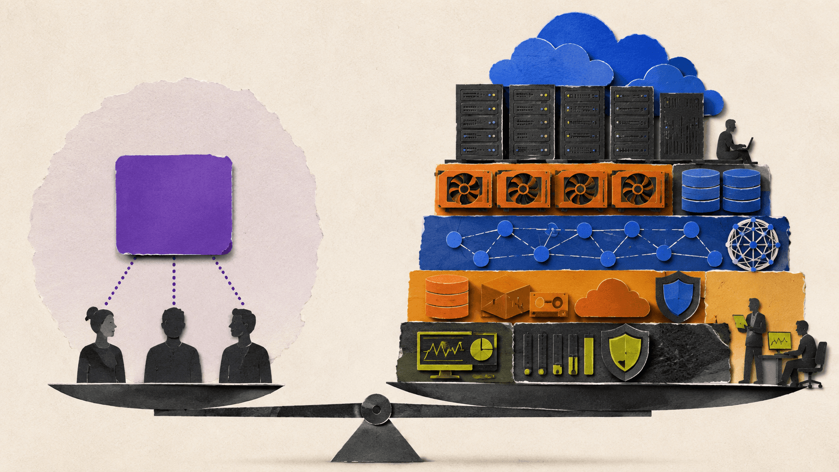 A visual comparison between a Citrix software license and the larger infrastructure and operational stack required for a complete deployment.