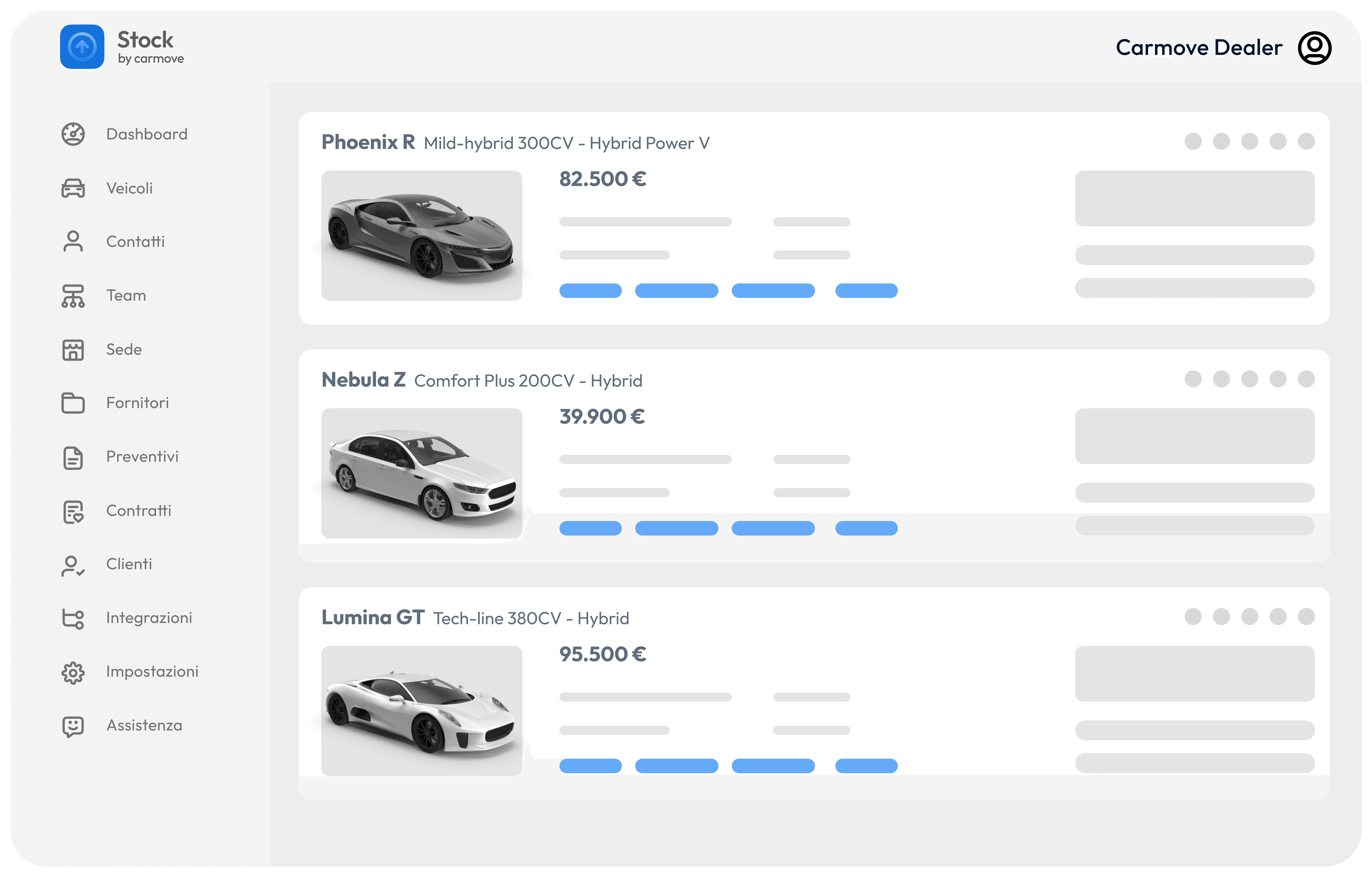 Lista dei veicoli caricabili su Carmove