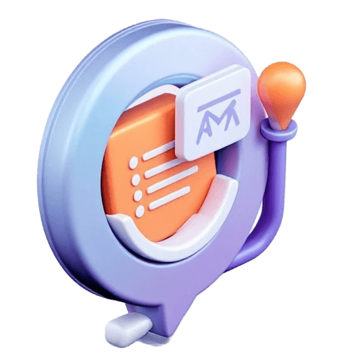 3D rendering of a purple speech bubble with an orange list icon and a lightbulb icon, representing meeting notes and ideas. (Background Removed)