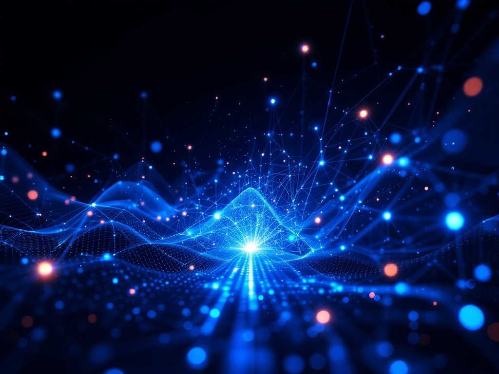 Abstract blue glowing network