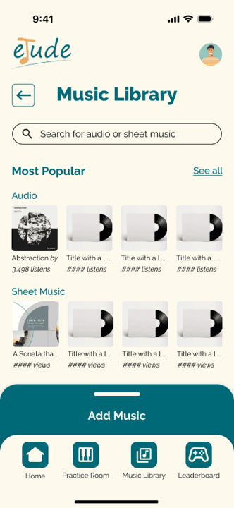Mid Fidelity music library screen