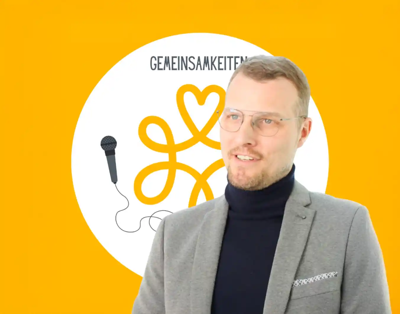 Podcast-Cover „Gemeinsamkeiten“ mit Mr. Pflege – Symbolbild für Cluster, Purpose und Veränderung in der Pflegebranche