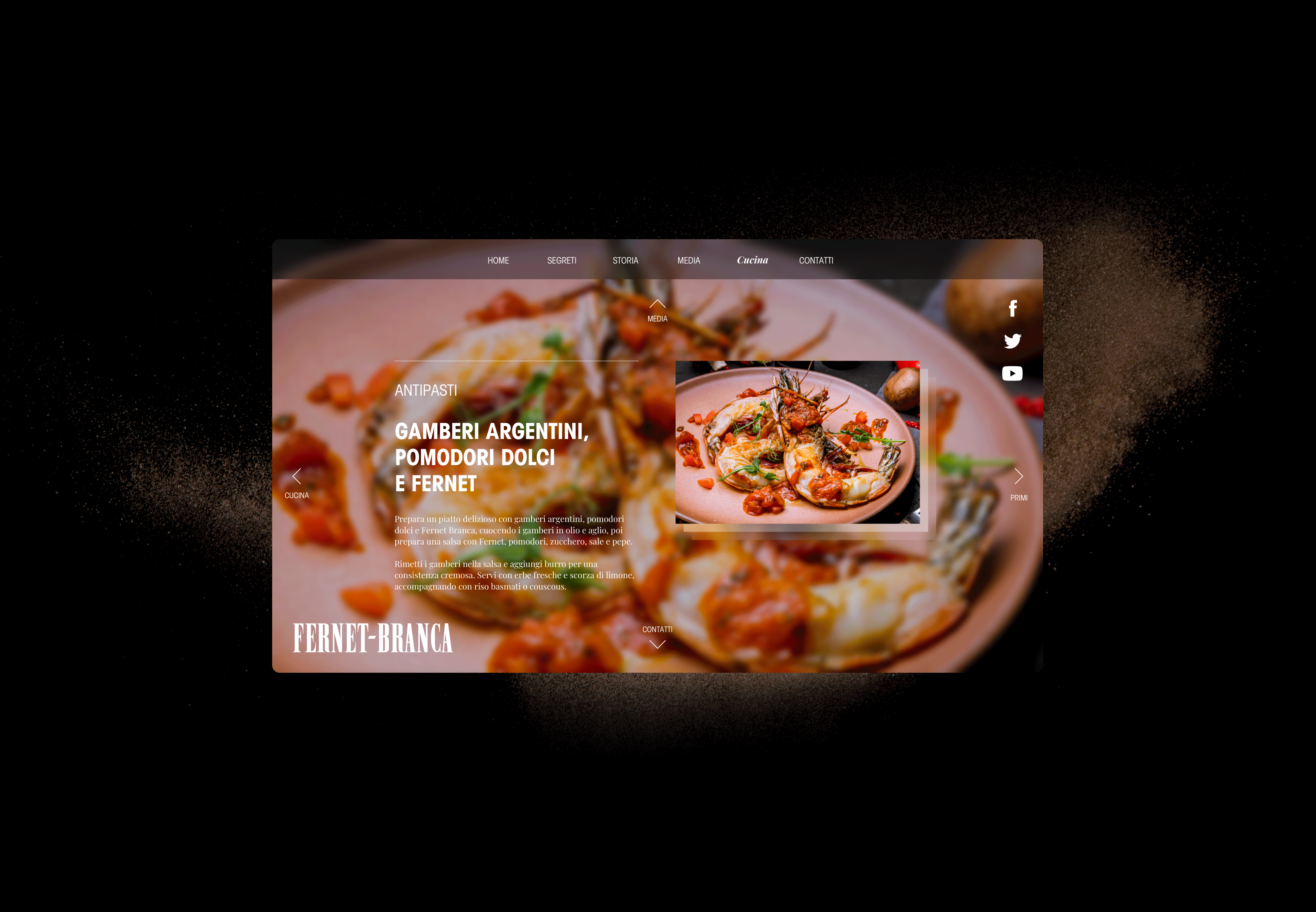 Mockup of a Fernet-Branca website recipes pages