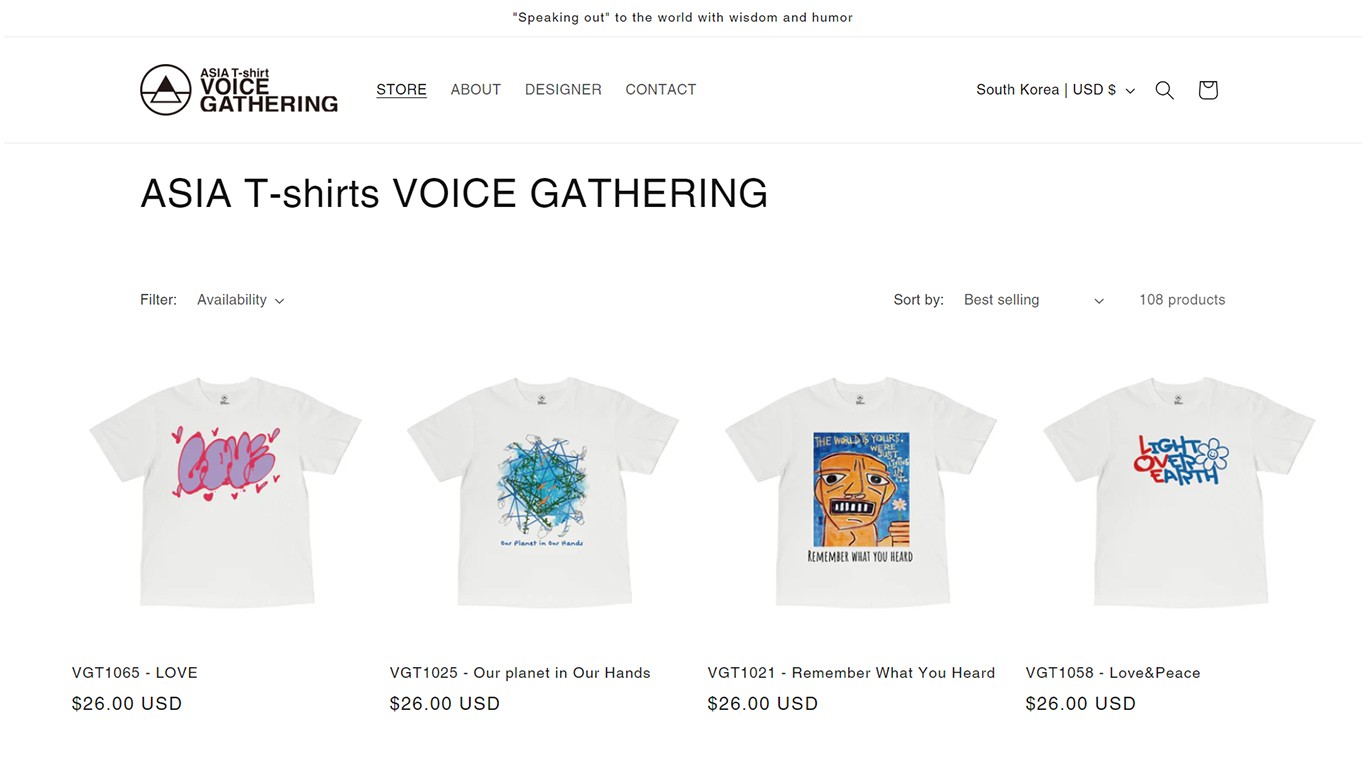 Voice Gathering 온라인 스토어에 소개된 VGT1025 티셔츠