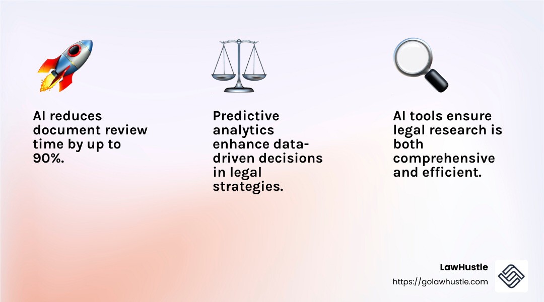 AI efficiency in legal research - AI in legal sector infographic 3_facts_emoji_light-gradient