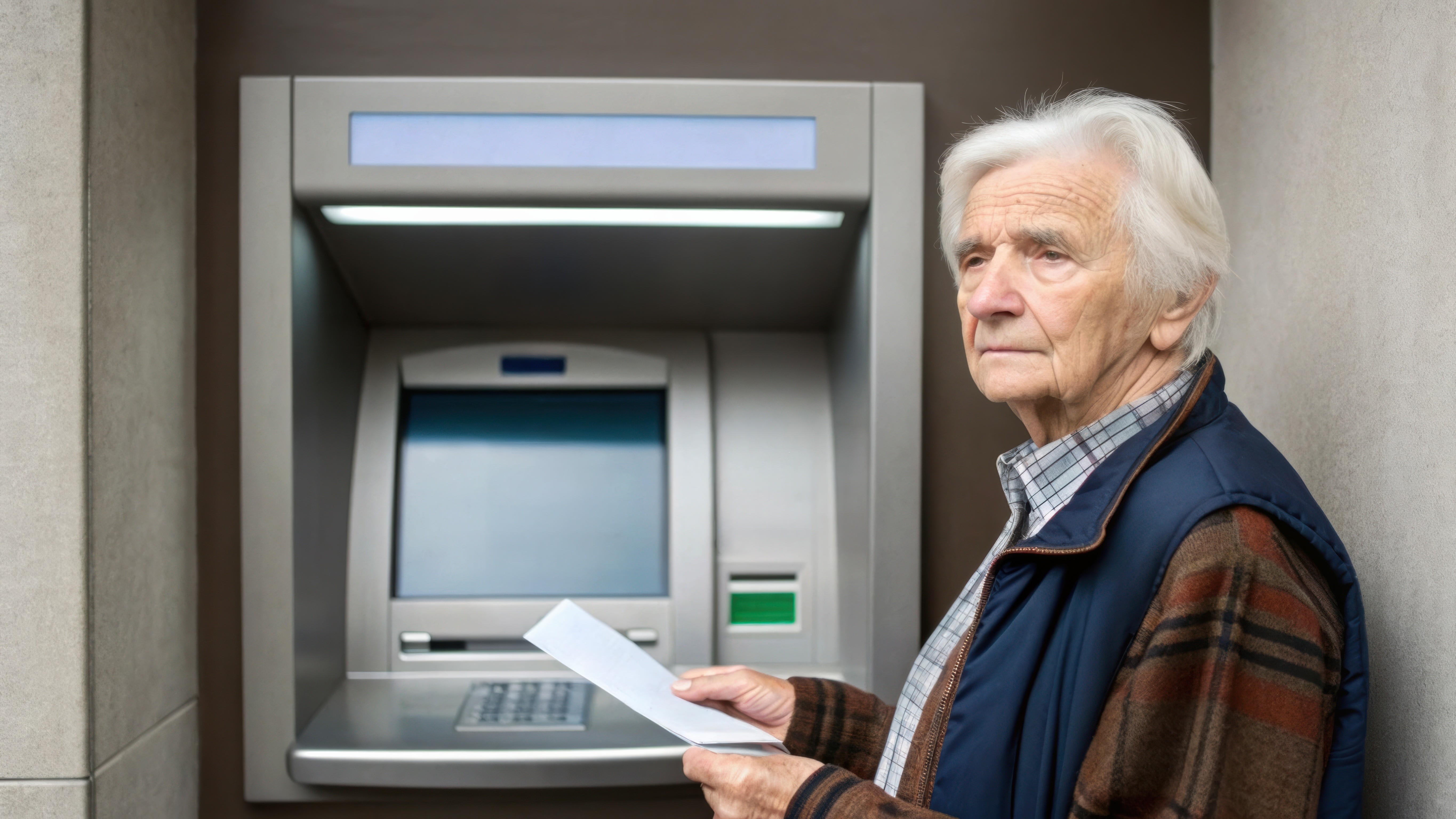 Person am Geldautomaten als Beispiel für rechtliche Fragen im Bankrecht