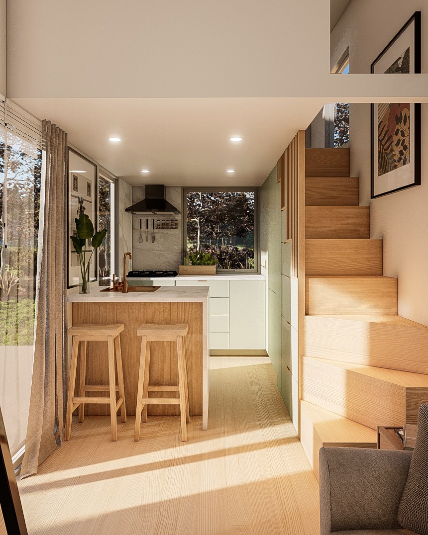 Double Trouble 7m/24ft tiny house kitchen