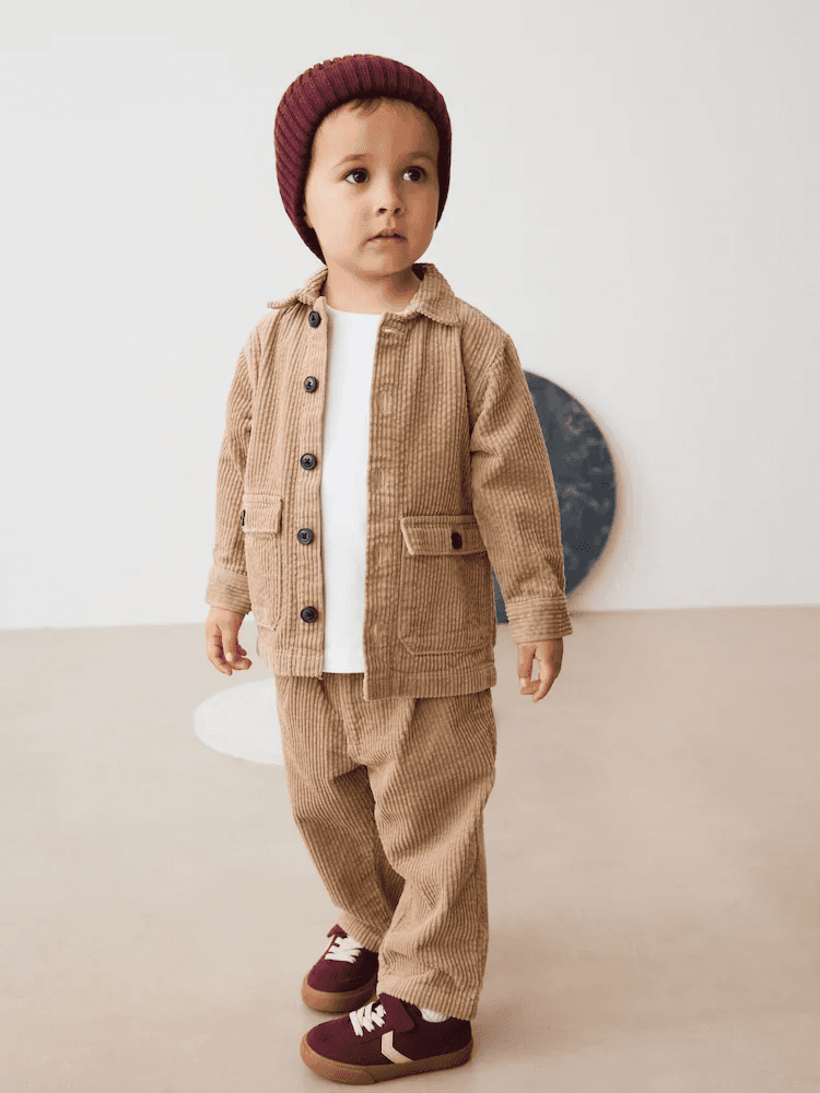 Tiny Dudes - Next - TEcru Textured Corduroy Shacket T-Shirt & Trousers Set (3mths-7yrs) €46 - €53