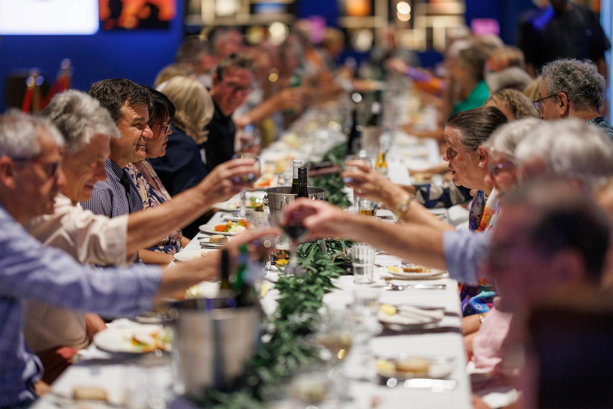 Opera Queensland Table Setting. Guests cheersing