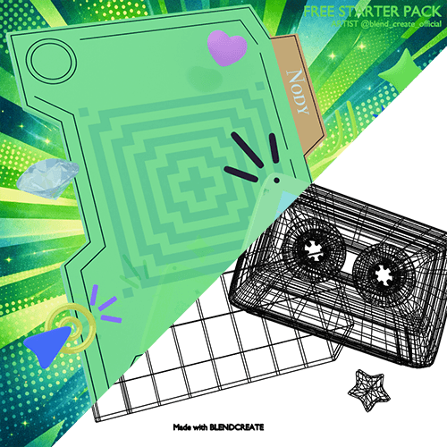 Creative Blender 3D composition using starter pack assets