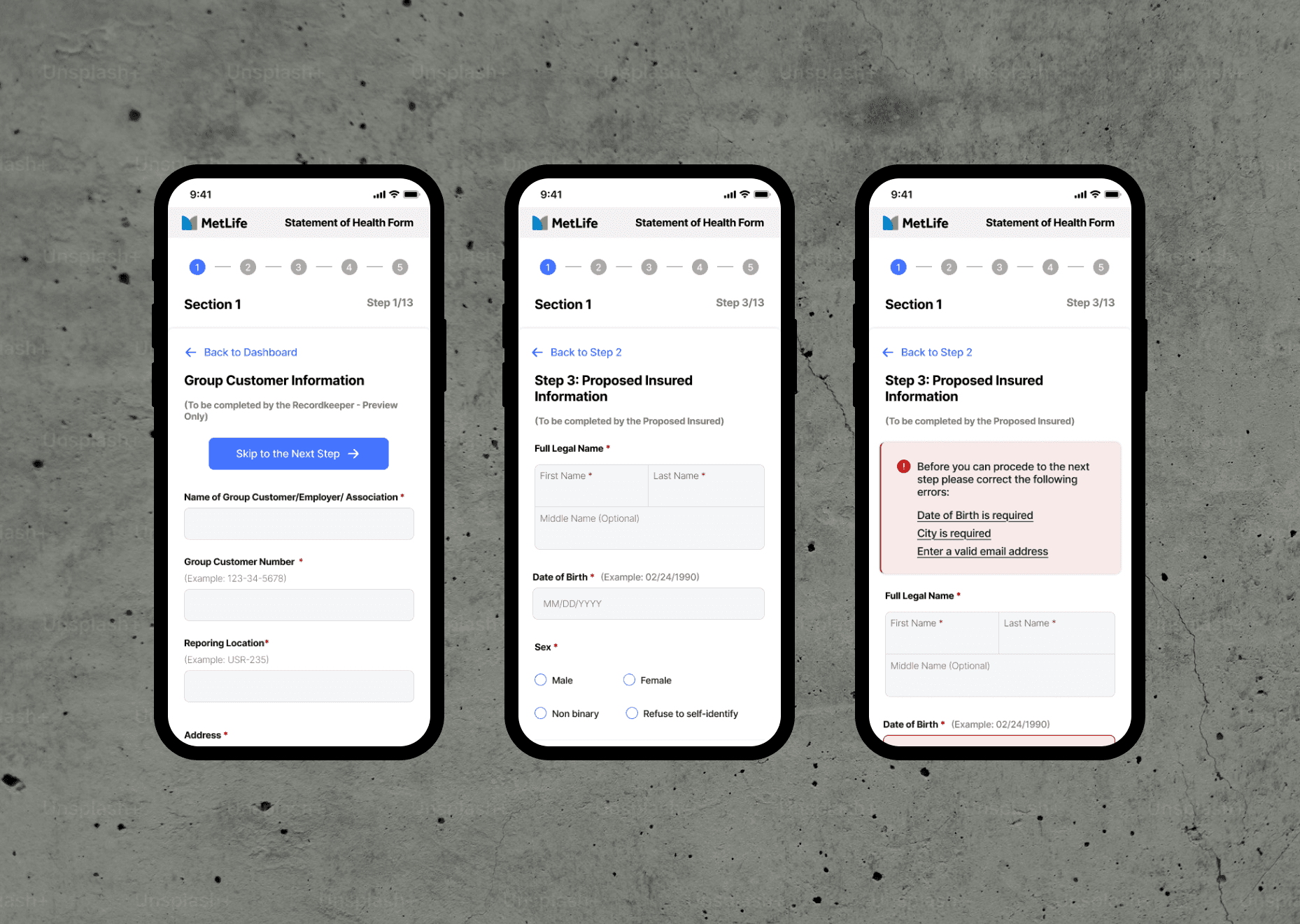 Insurance forms - mobile
