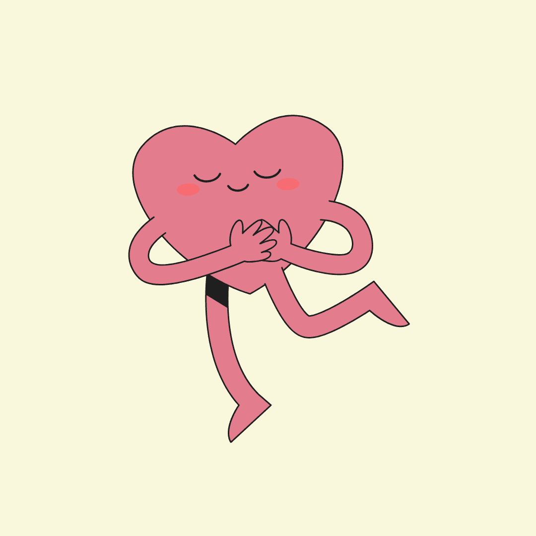 A heart emoticon doing happy dance