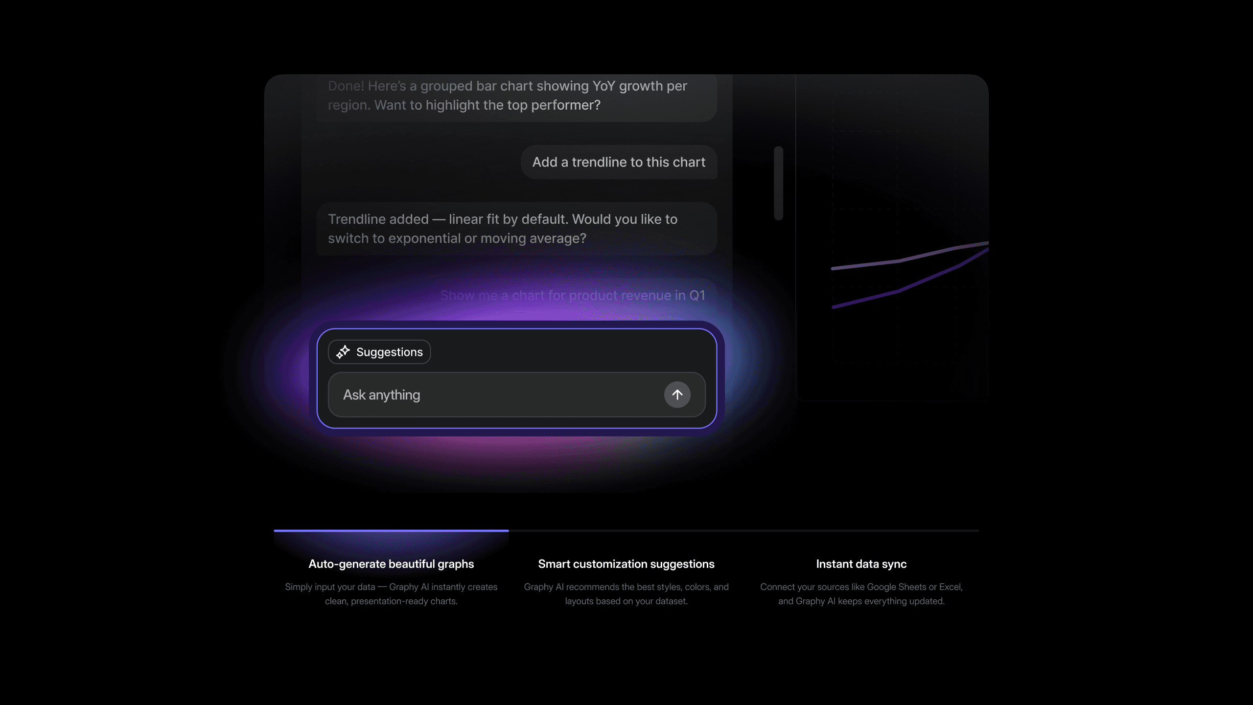 Graphy SaaS landing page design for data visualization and professional graph creation.