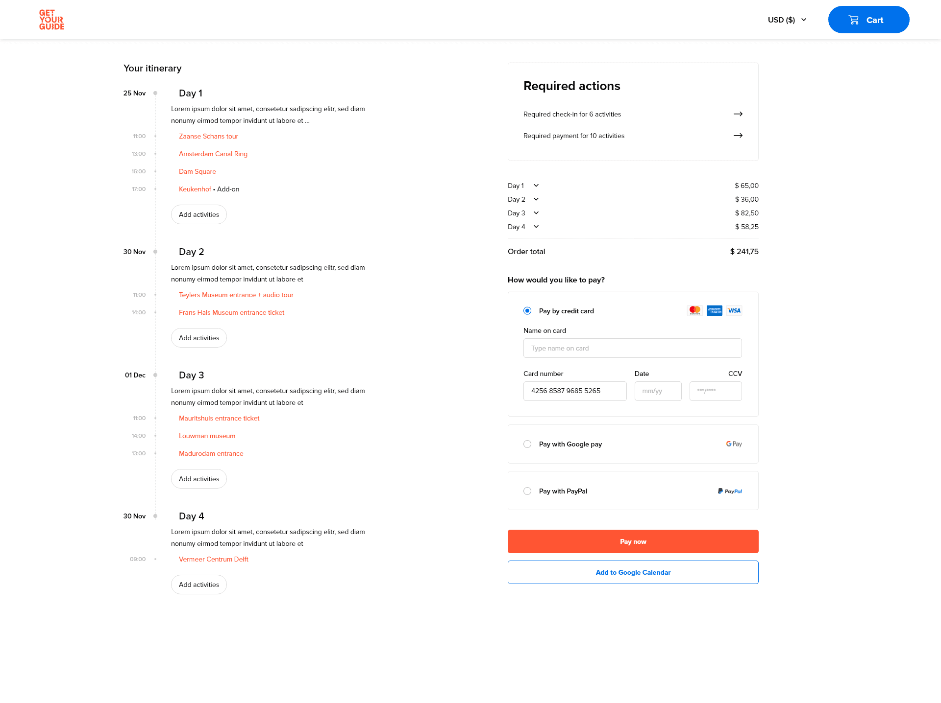 Two screenshots of the app's home & filter screens