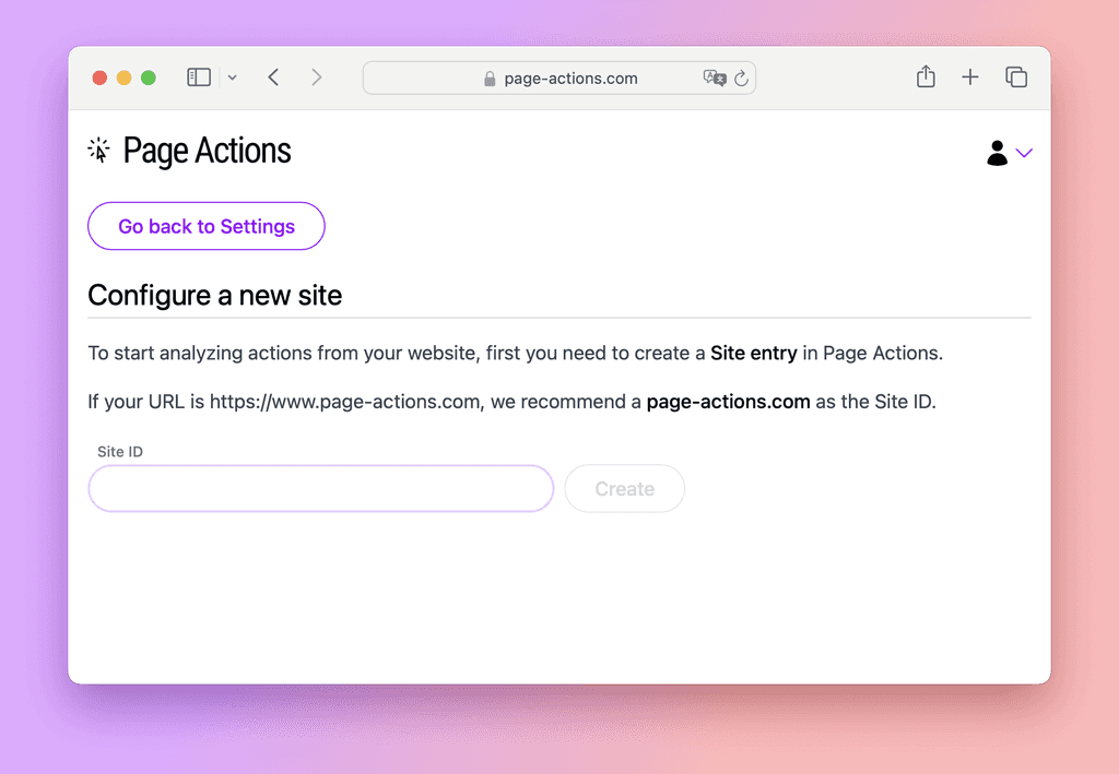 Add new site screenshot