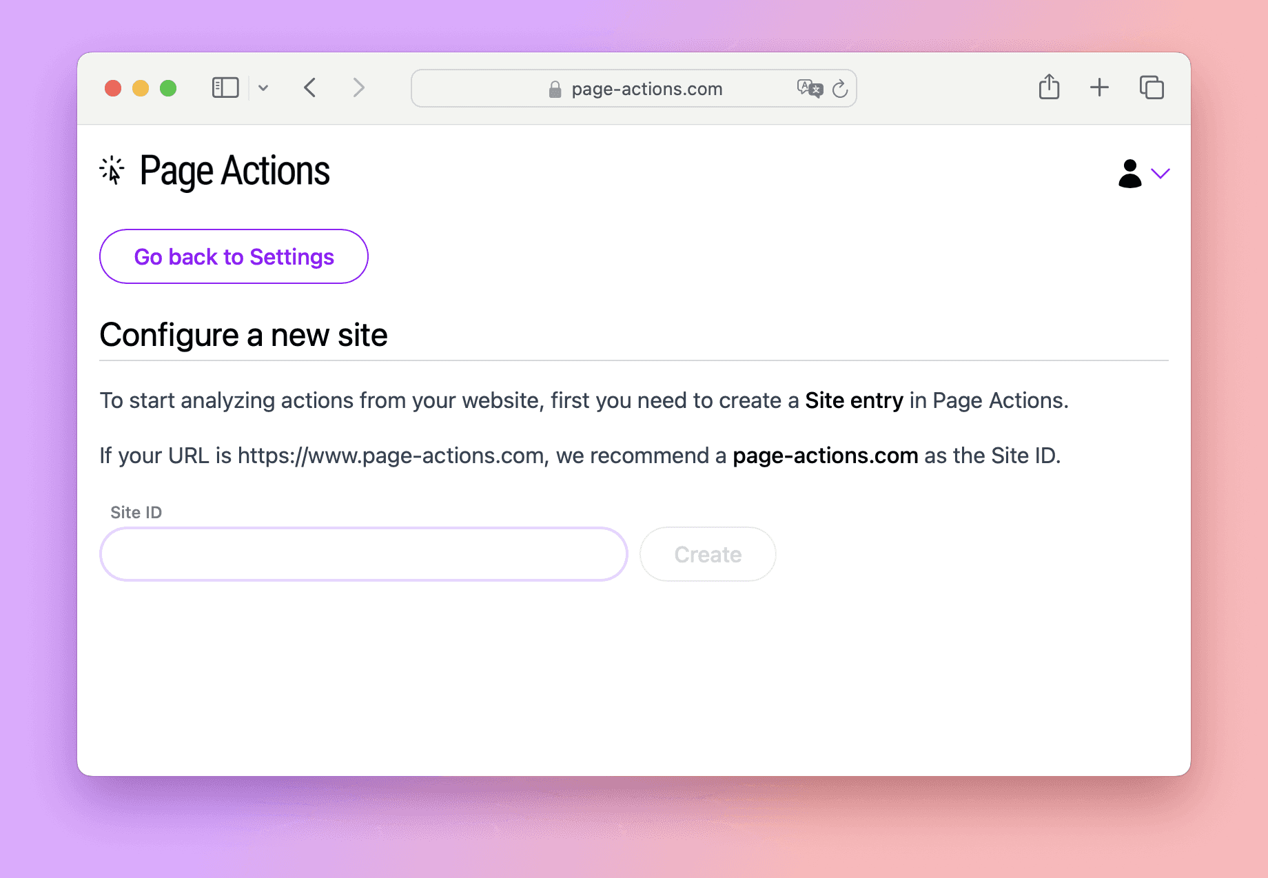 Add new site screenshot