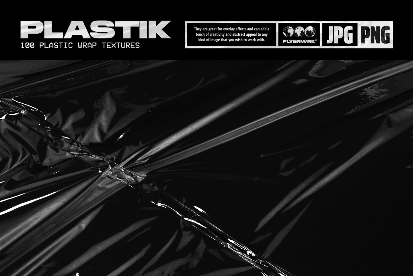 Plastic wrap textures with realistic light reflections and abstract wrinkles for creative graphic design overlays