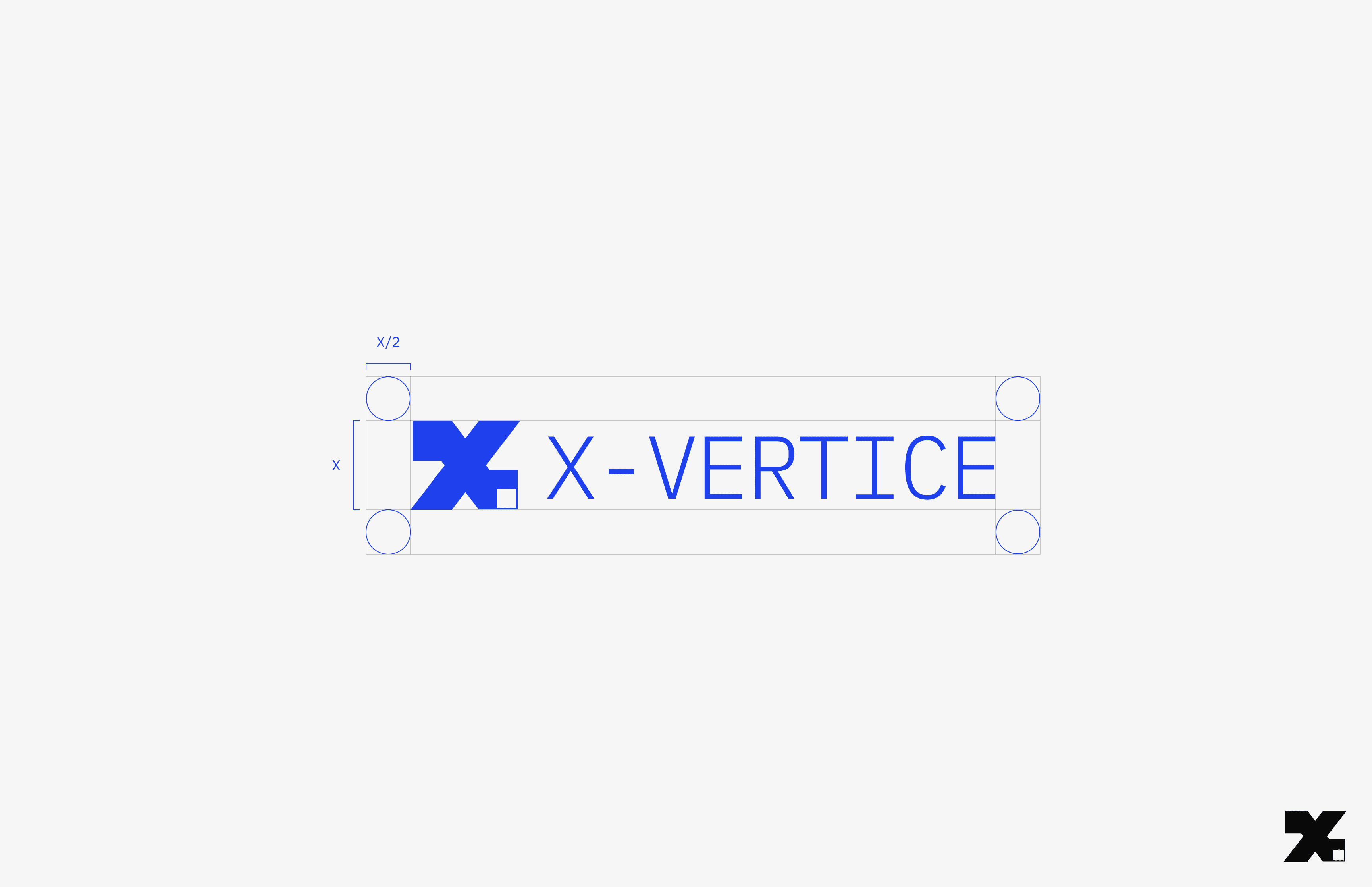 Logo featuring a blue "X" alongside the text "X - Vertice" on a white background.