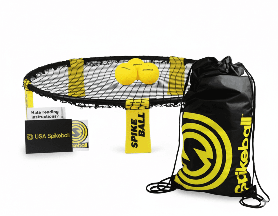 Jeu de Spikeball complet à louer à Montréal – filet circulaire, 2 balles et sac de transport