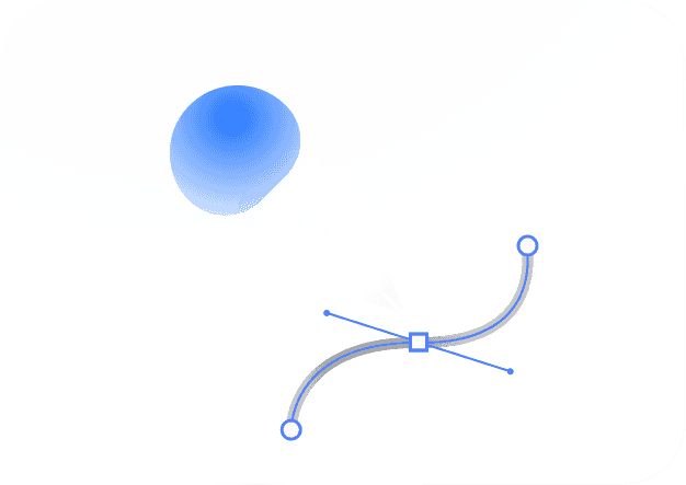 Abstract pen illustration in blue on a casa verde framer template background.