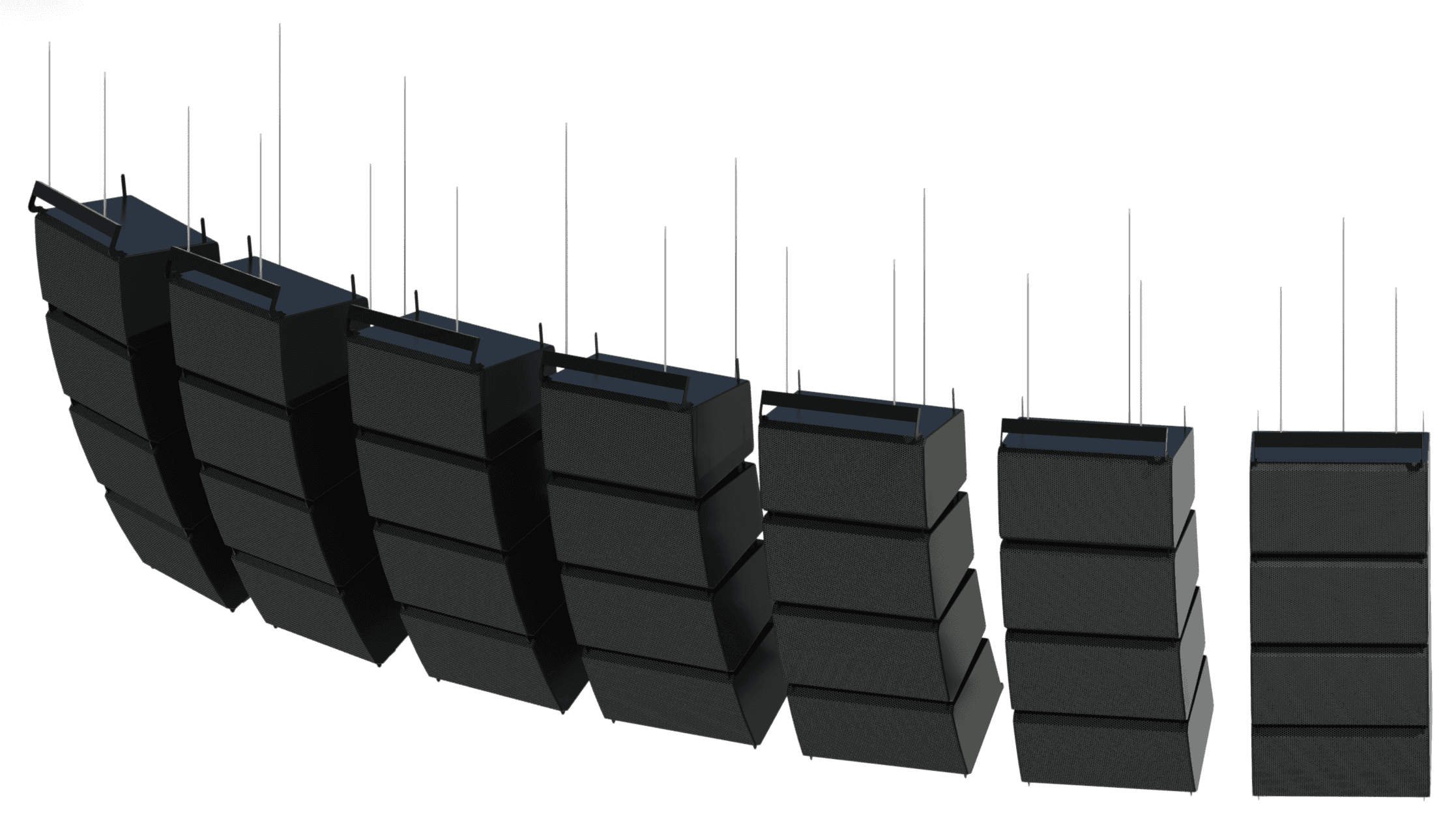 Variable azimuth for each line array instance.