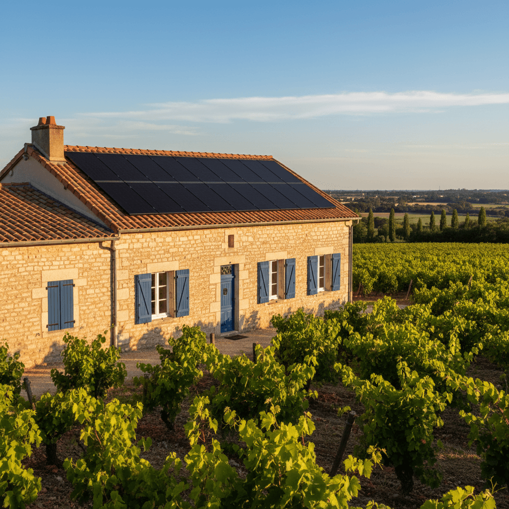 Photo d'une installation de panneaux photovoltaïque sur le toit d'une maison à Bordeaux réalisée Solarock