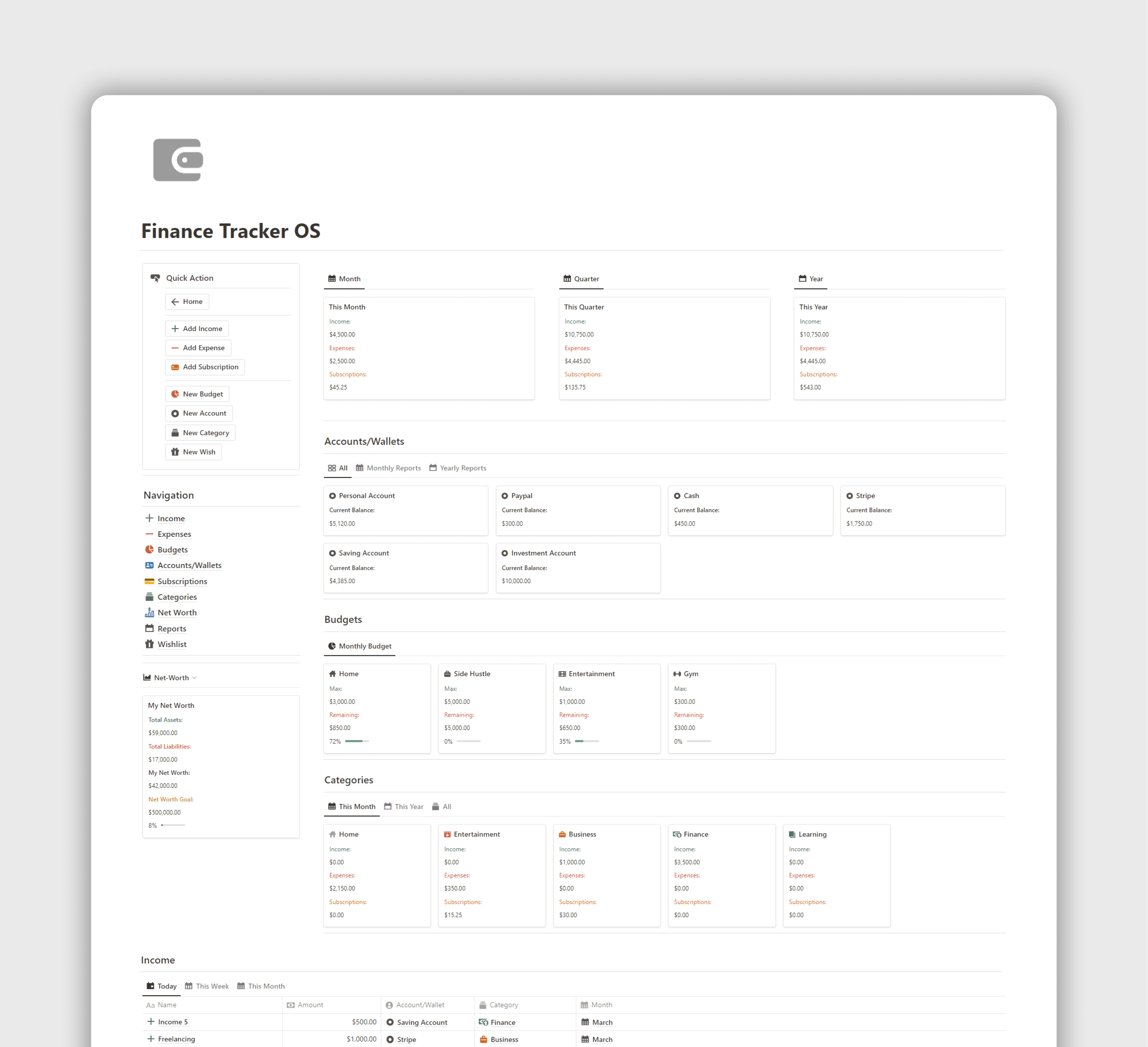 Finance Tracker OS