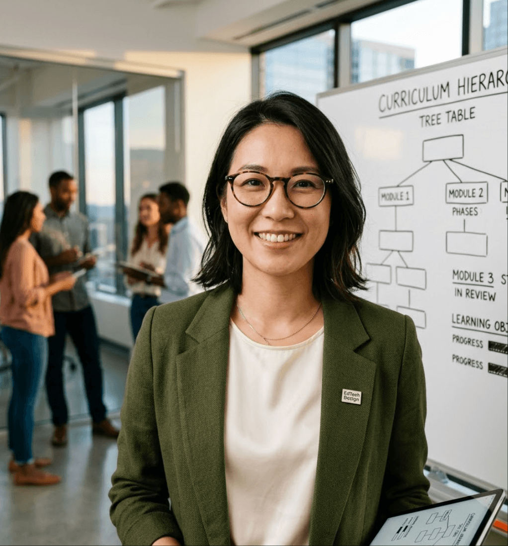 Curriculum Designer describing how a tree table maker replaced spreadsheets for tracking course hierarchy and lesson status