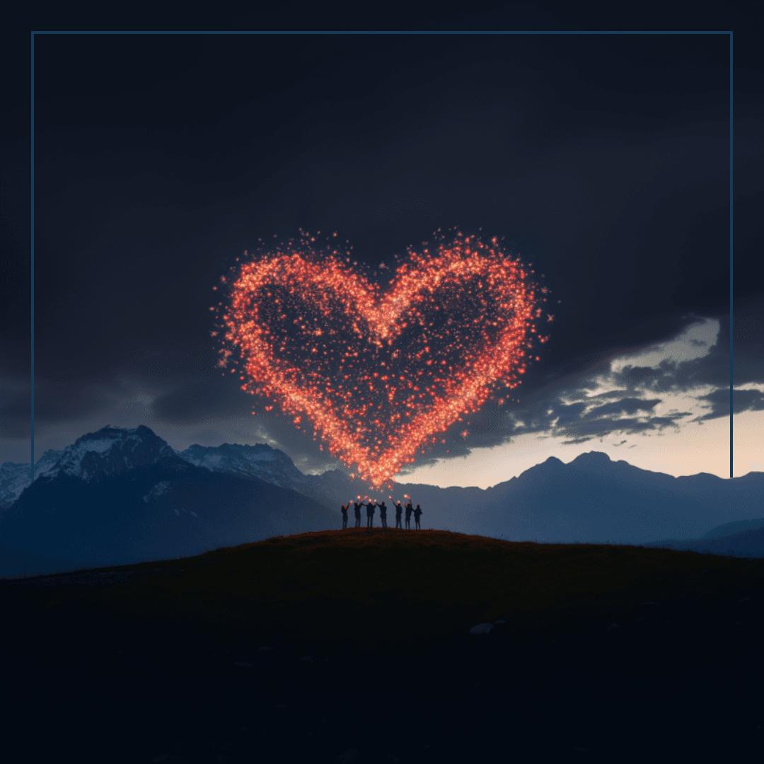 Ein Feuerwerk bildet ein Herz