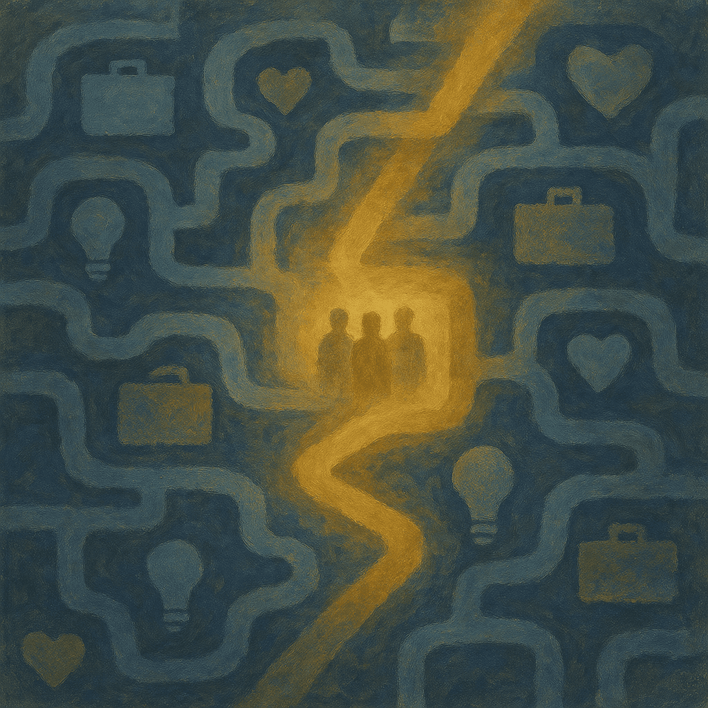 The image features an intricate network of white, web-like structures set against a deep blue background.