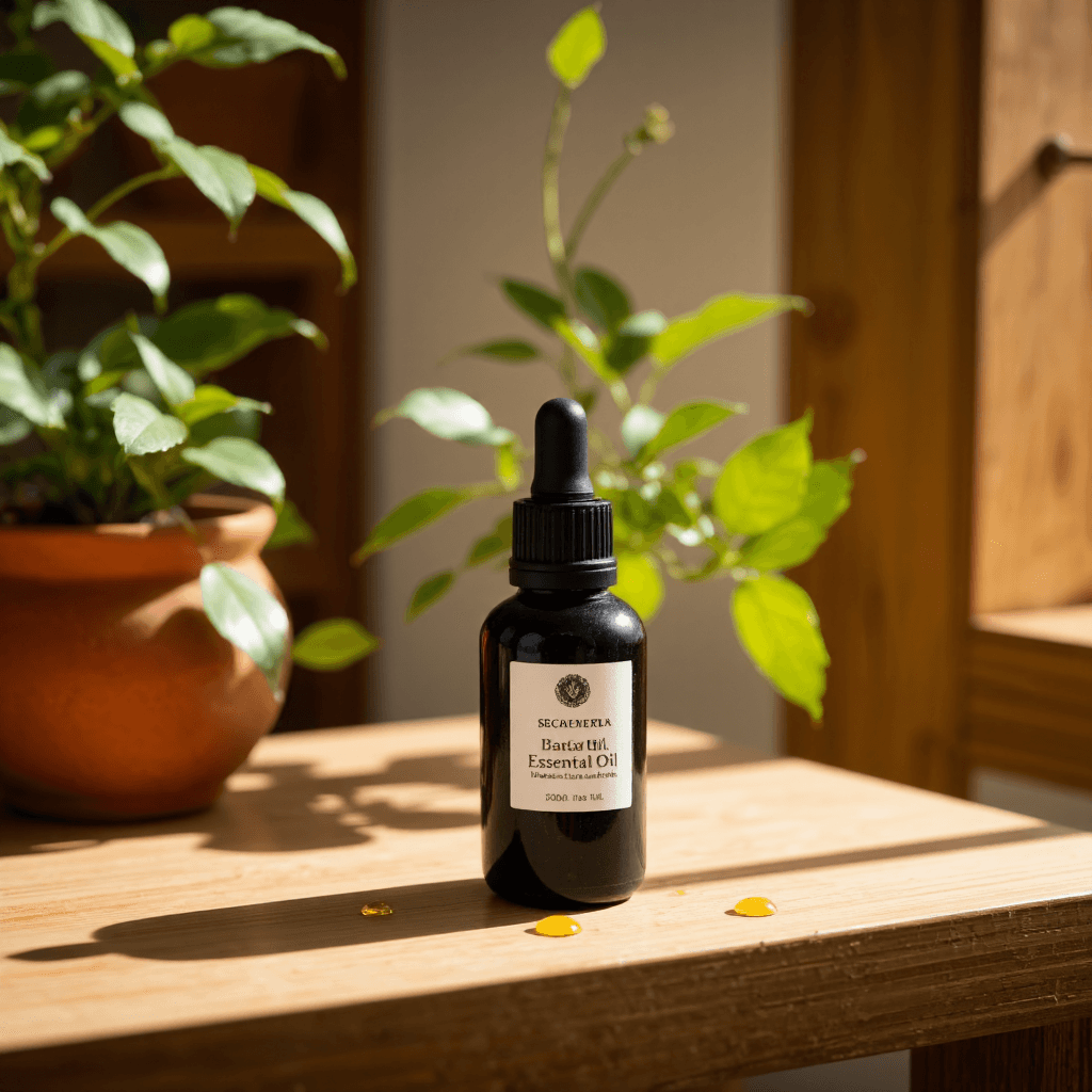 product photography of a bottle of essential oil