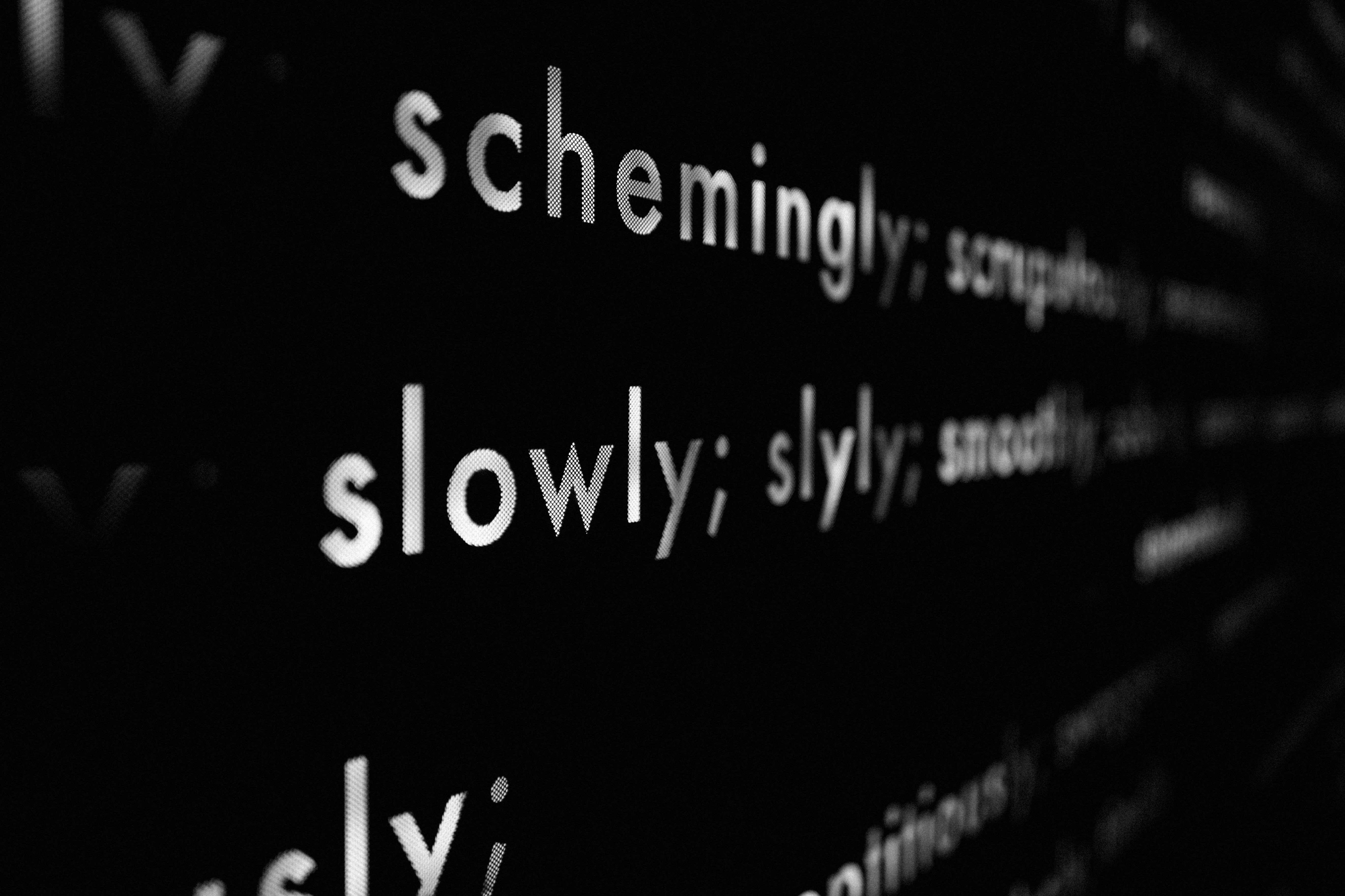 a close up of a computer screen with words on it