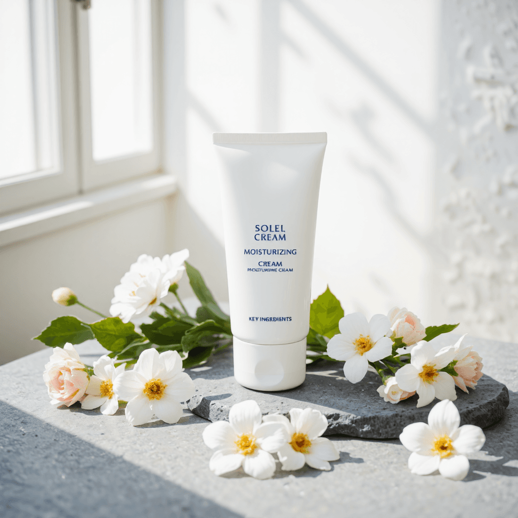 product photography of tube of moisturizing cream