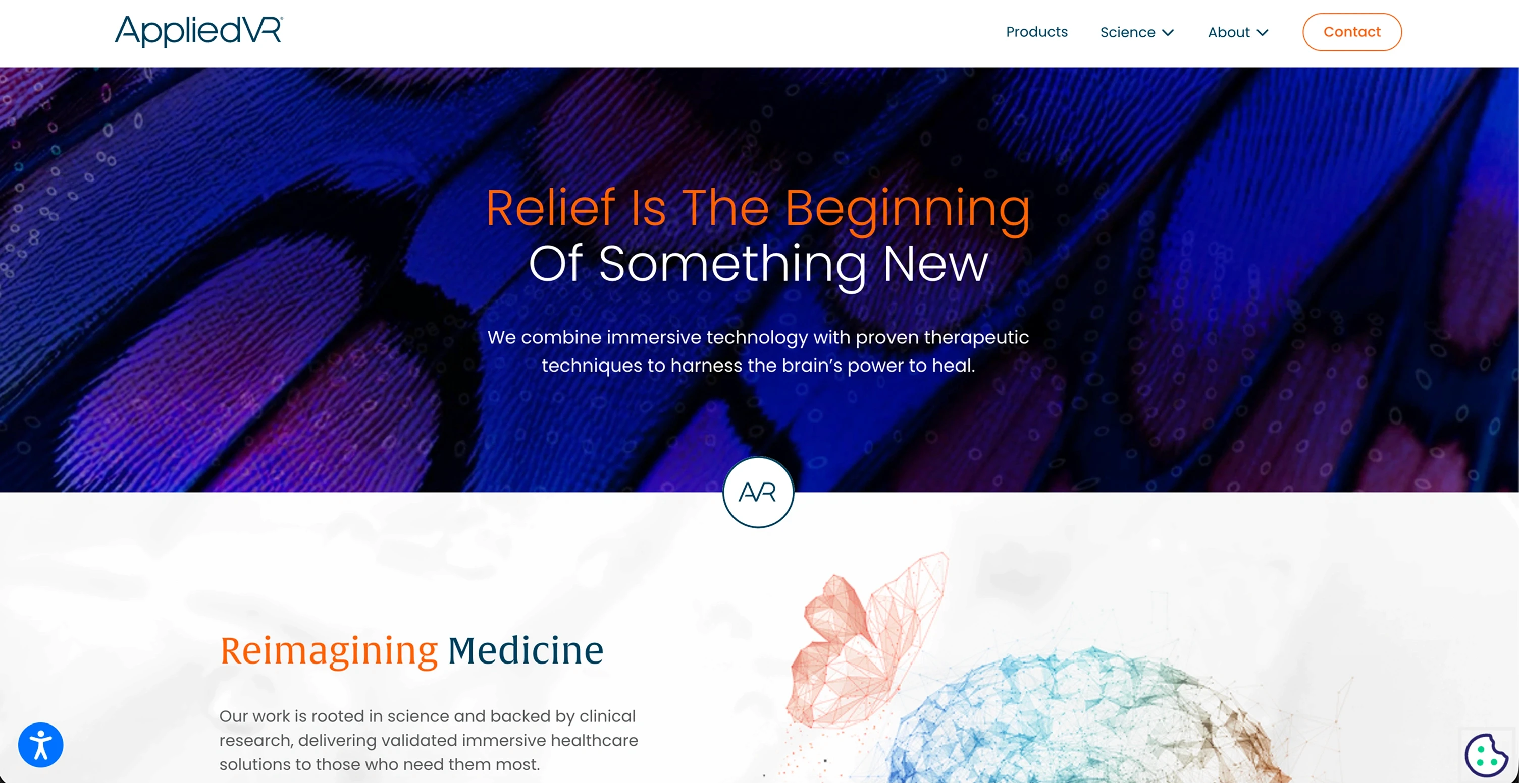 AppliedVR website, FDA-authorized RelieVRx VR therapeutic for chronic lower back pain