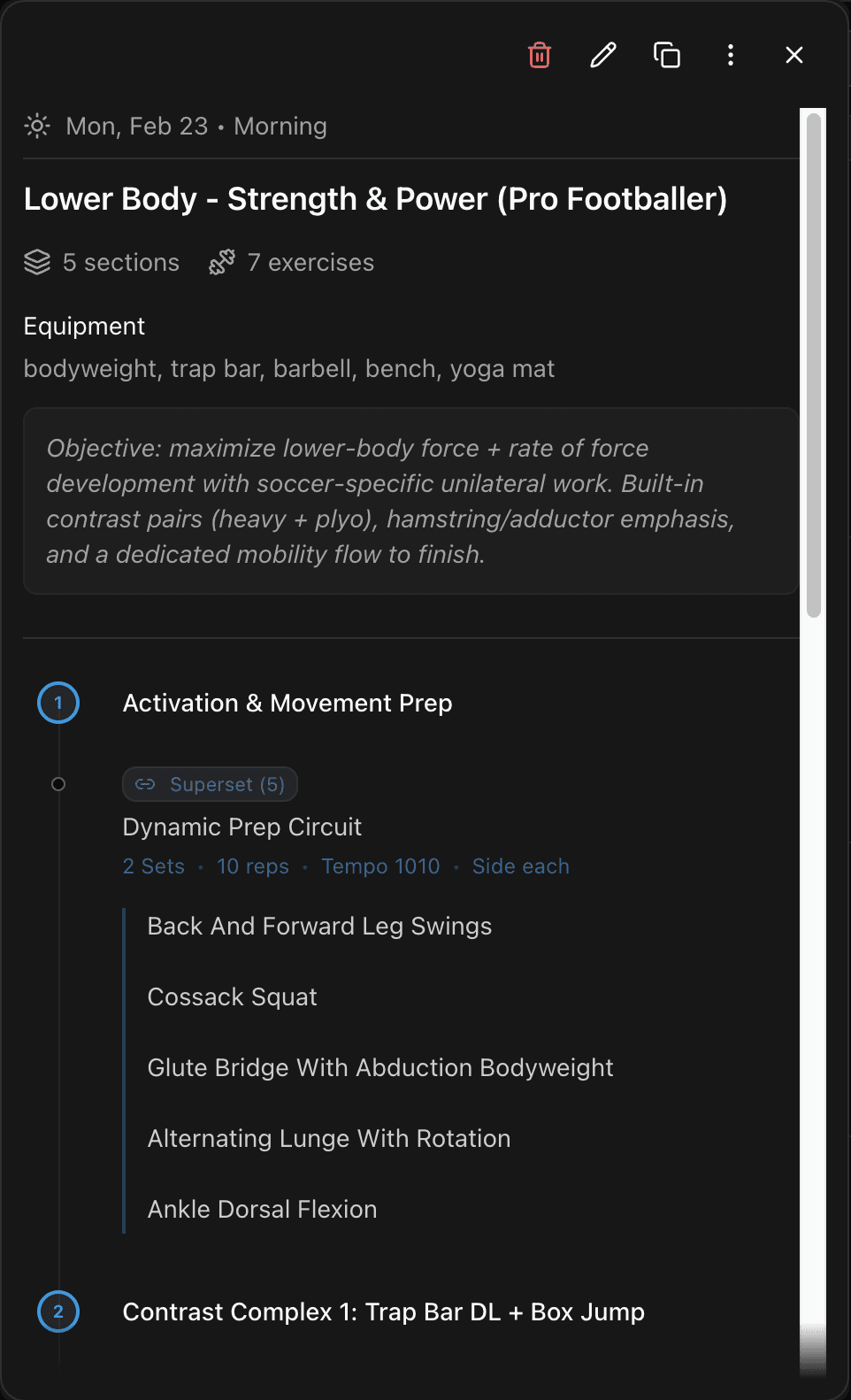 Workourt breakdown showcasing what exercises are in the workout