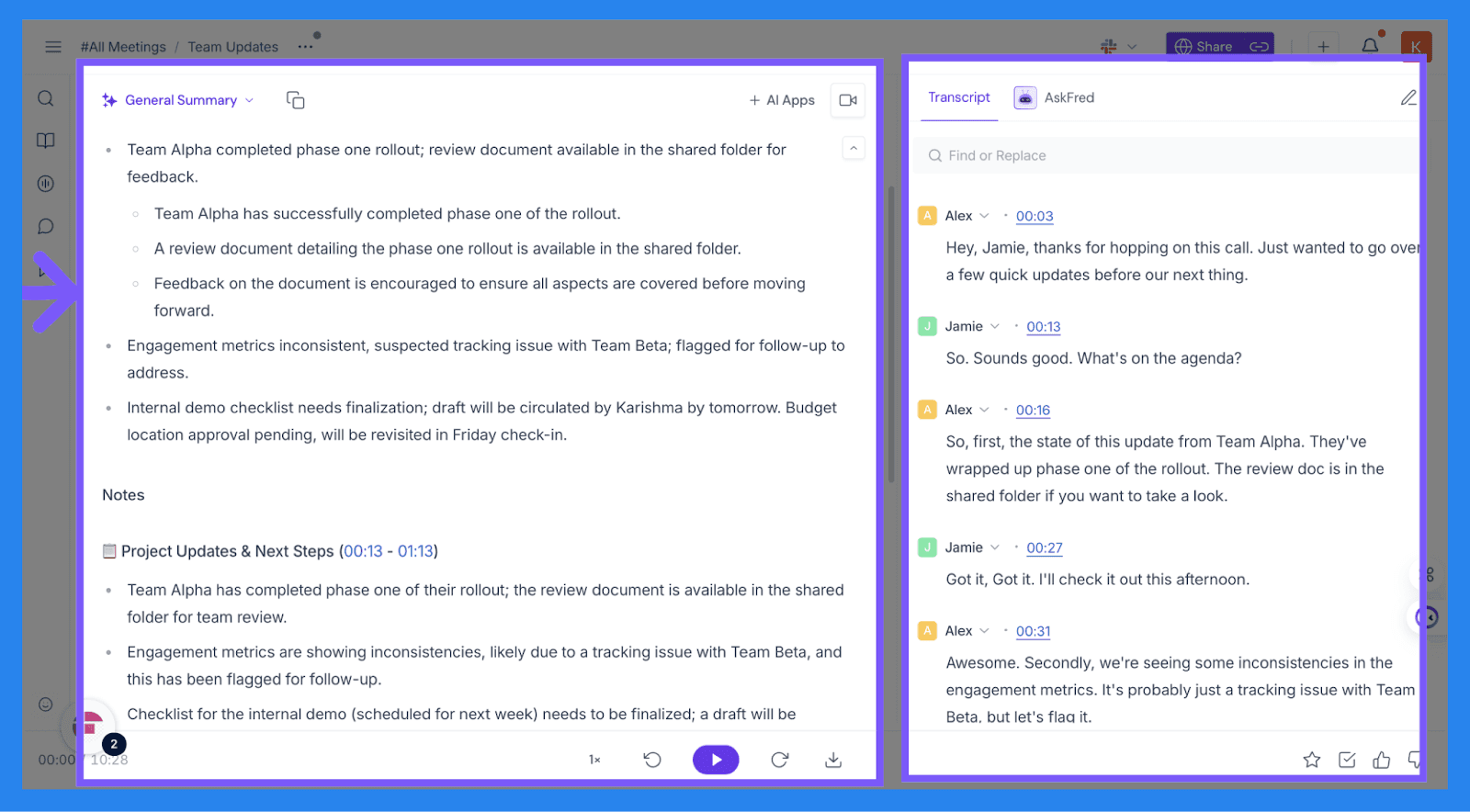 Fireflies Notepad + AskFred